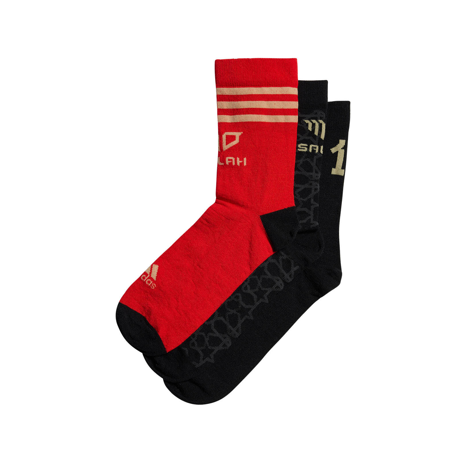 adidas adidas - MO SALAH SOCKS - MULTCO/BLACK/VIVRED