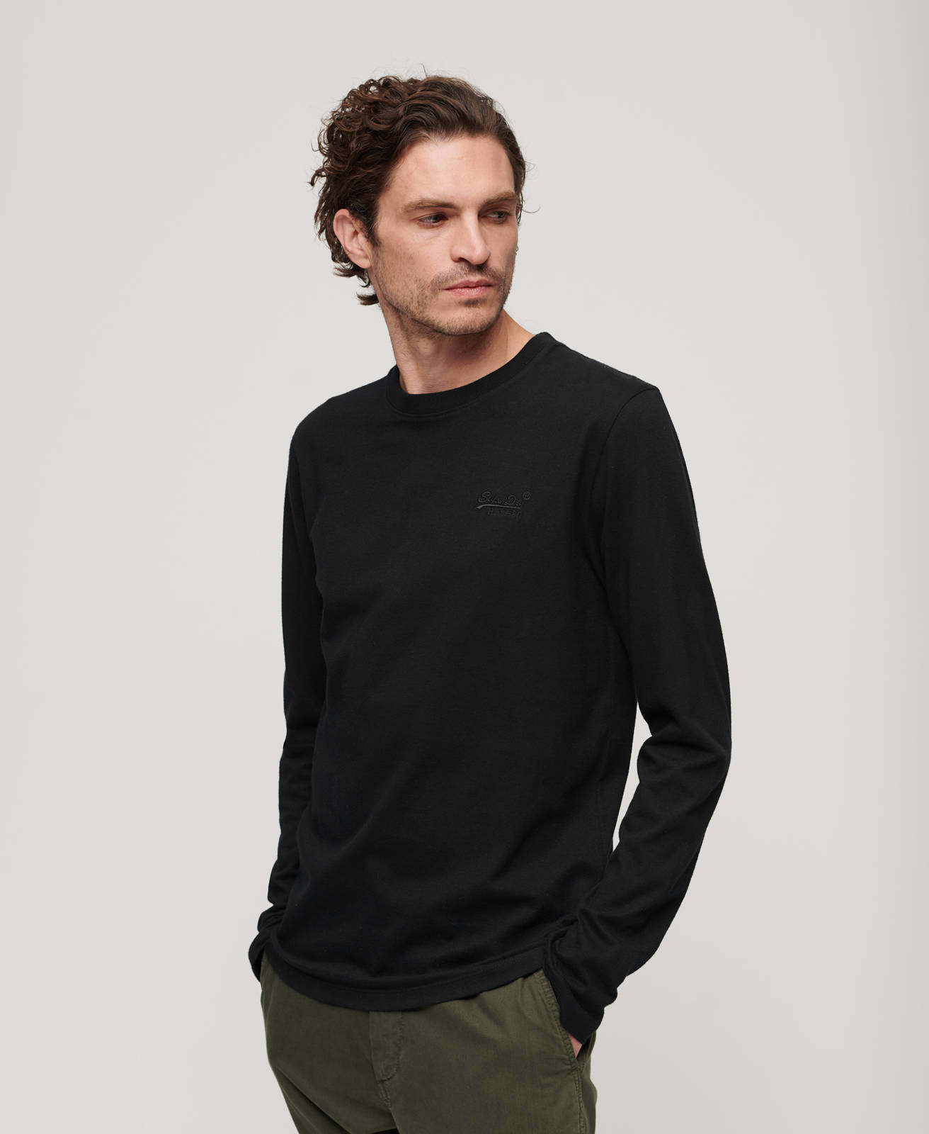 Superdry - OVIN VINTAGE LOGO EMB L/S TOP - BLACK φωτογραφία