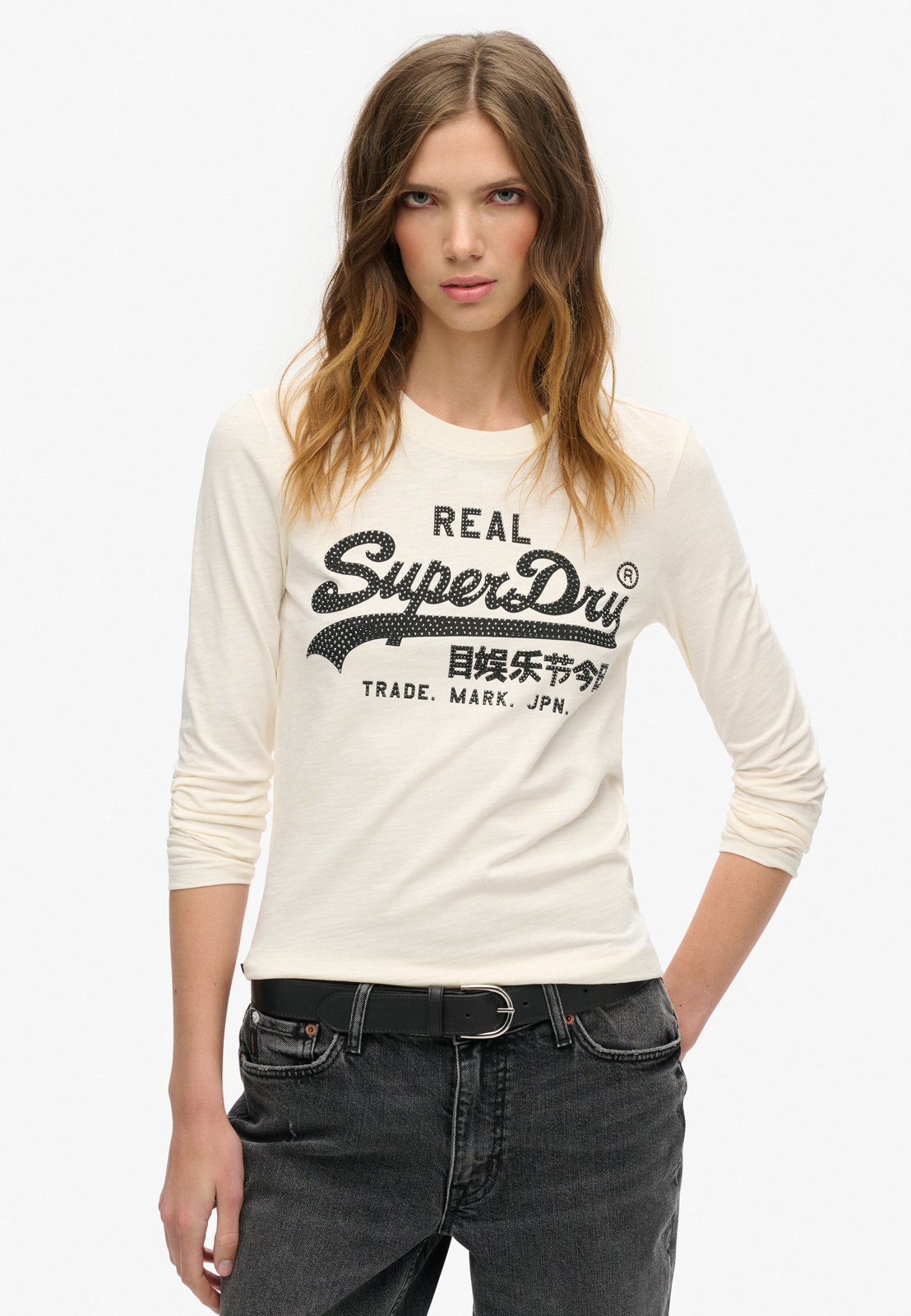 Superdry - OVIN EMBELLISHED VL GRAPHIC L/S TOP ΜΠΛΟΥΖΑ ΓΥΝ - CREAM SLUB φωτογραφία