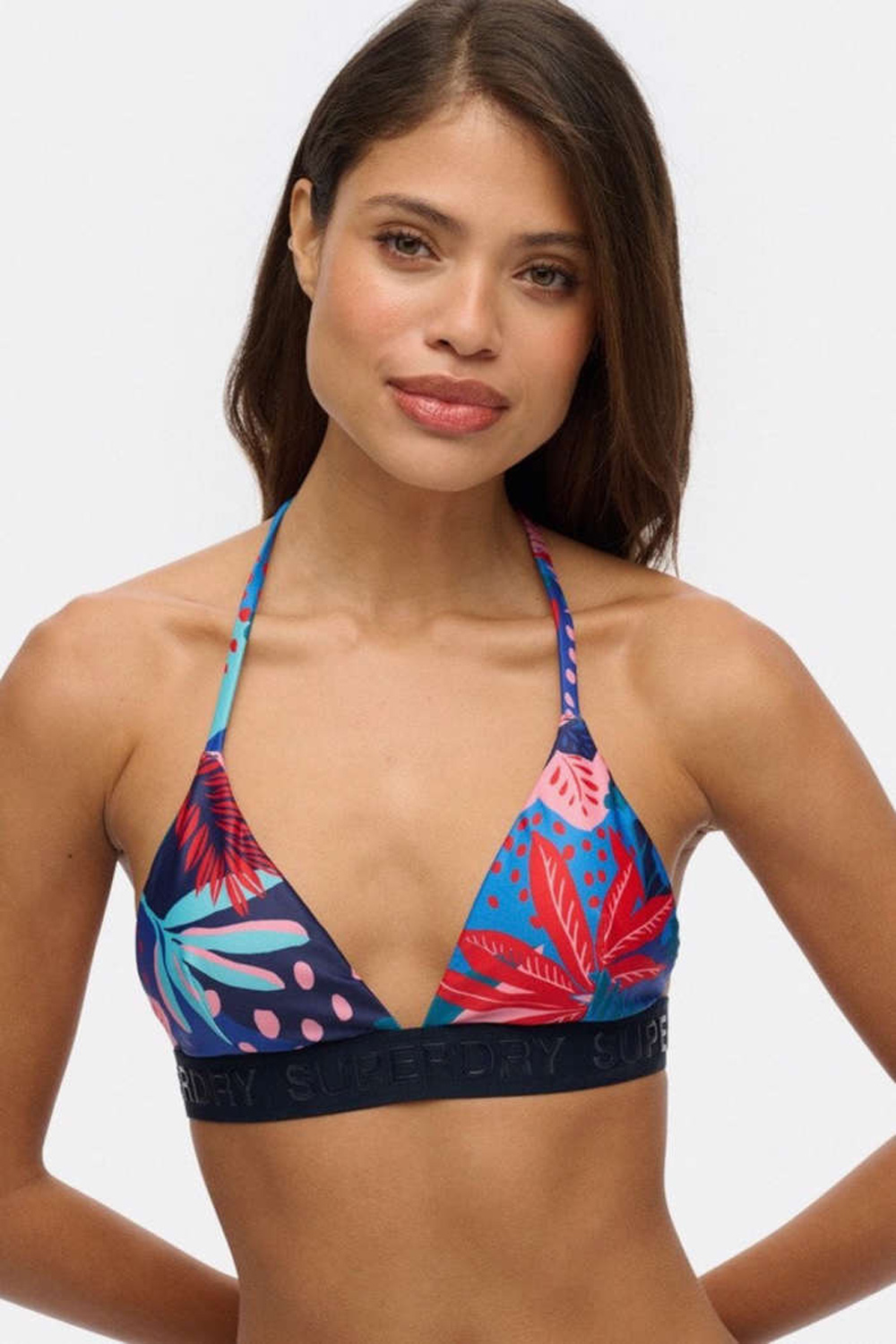 Superdry Superdry - OVIN LOGO TRIANGLE BIKINI TOP ΜΑΓΙΟ ΓΥΝΑΙΚΕΙΟ - TROPICAL STENCIL BLUE PRINT