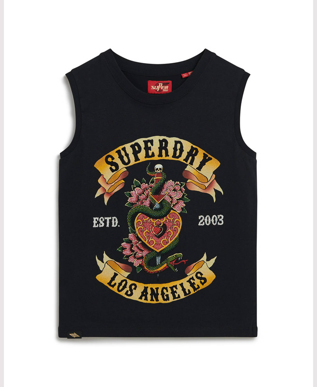 Superdry Superdry - TATTOO RHINESTONE FITTED TANK ΜΠΛΟΥΖΑ ΓΥΝΑ - BLACK