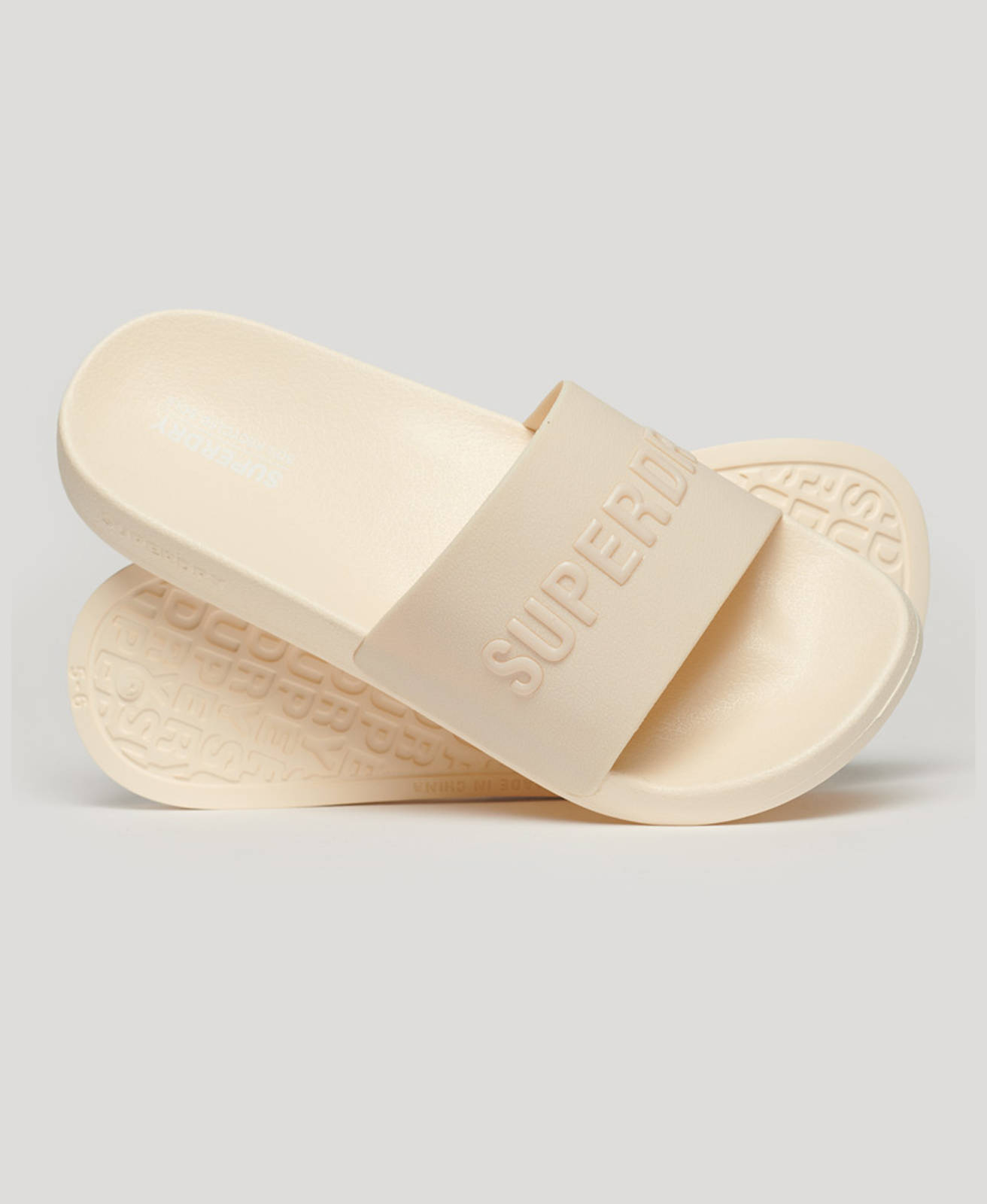  Superdry - SDRY LOGO VEGAN POOL SLIDE ΓΥΝΑΙΚΕΙΟ - RICE WHITE 2025