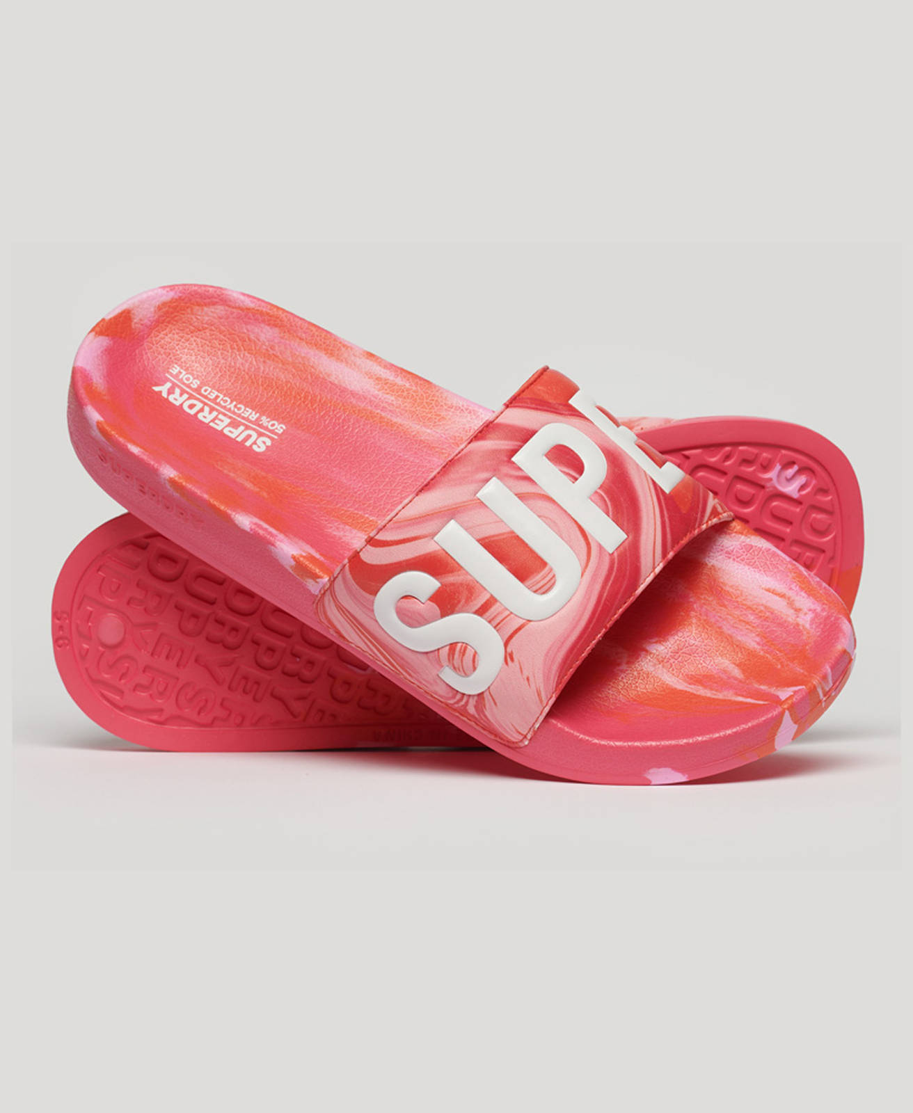 Superdry - SDRY MARBLE VEGAN POOL SLIDE ΓΥΝΑΙΚΕΙΟ - HYPER FIRE PINK AOP 2025