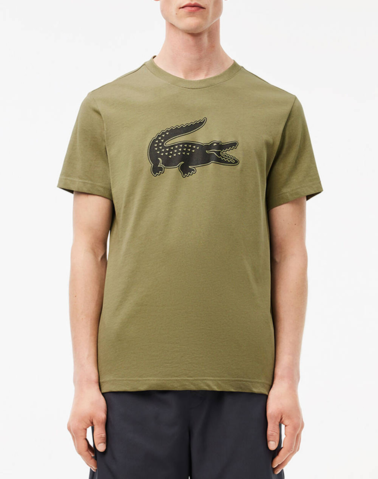 Lacoste - Ανδρικό SPORT 3D Print Crocodile Breathable Jersey T-shirt - 3HK KAKI/NOIR φωτογραφία