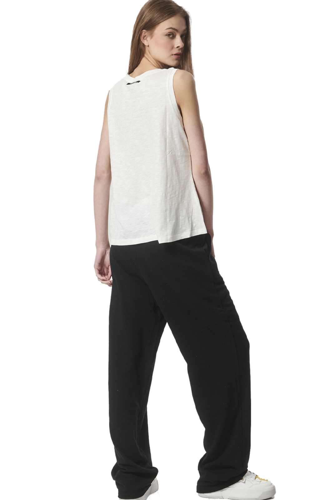 Body Action - WOMEN'S TERRY WIDE-LEG JAZZ PANTS - BLACK φωτογραφία