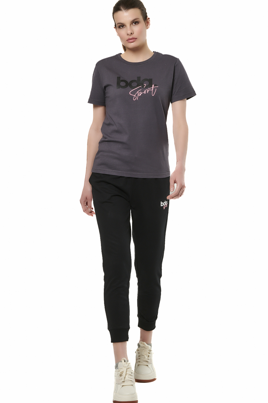 Body Action - WOMEN'S ESSENTIALS FRENCH TERRY PANTS - BLACK φωτογραφία