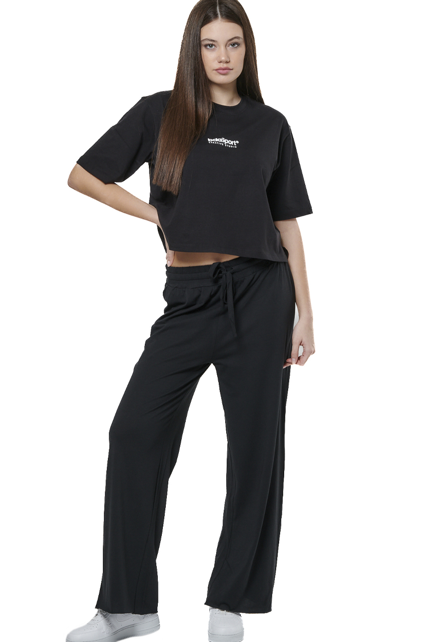 Body Action - WOMEN'S WIDE-LEG PANTS - BLACK φωτογραφία