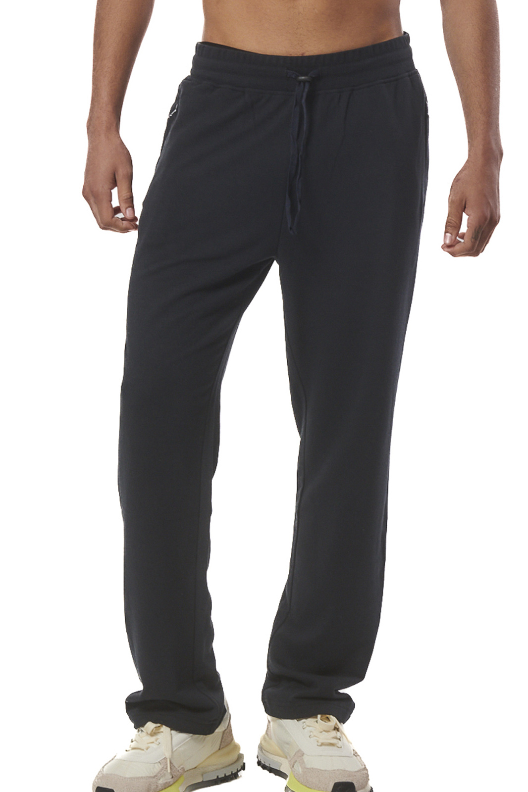 Body Action Body Action - MEN'S ESSENTIAL STRAIGHT SWEATPANTS W/ZIPPERS - BLACK