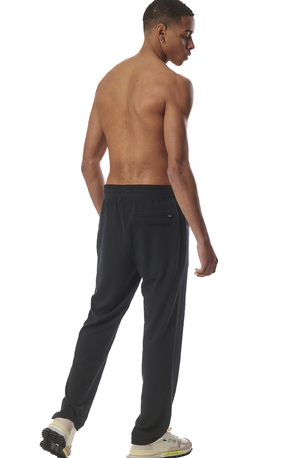 Body Action - MEN'S ESSENTIAL STRAIGHT SWEATPANTS W/ZIPPERS - BLACK φωτογραφία