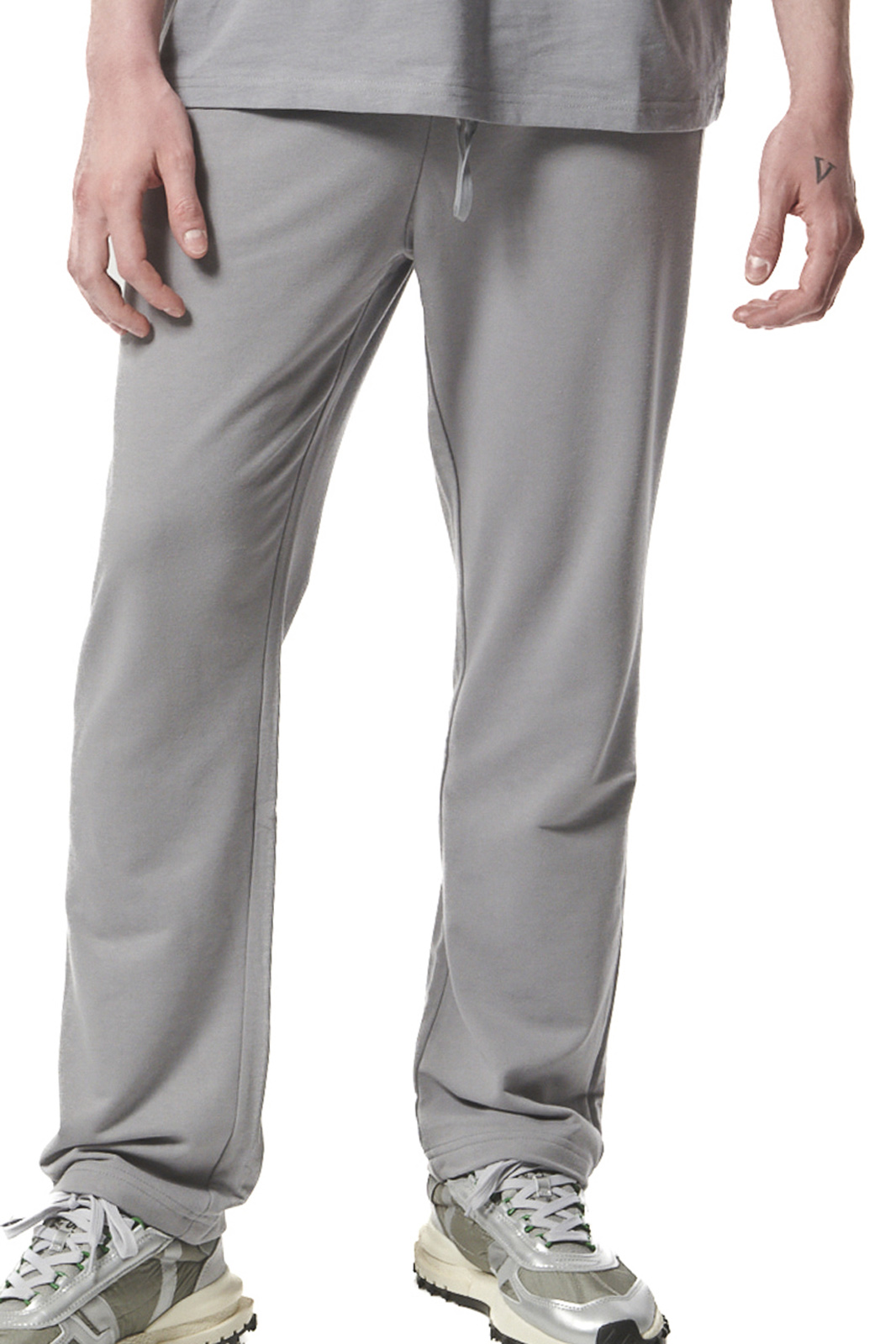 Body Action Body Action - MEN'S ESSENTIAL STRAIGHT SWEATPANTS W/ZIPPERS - SILVER GREY
