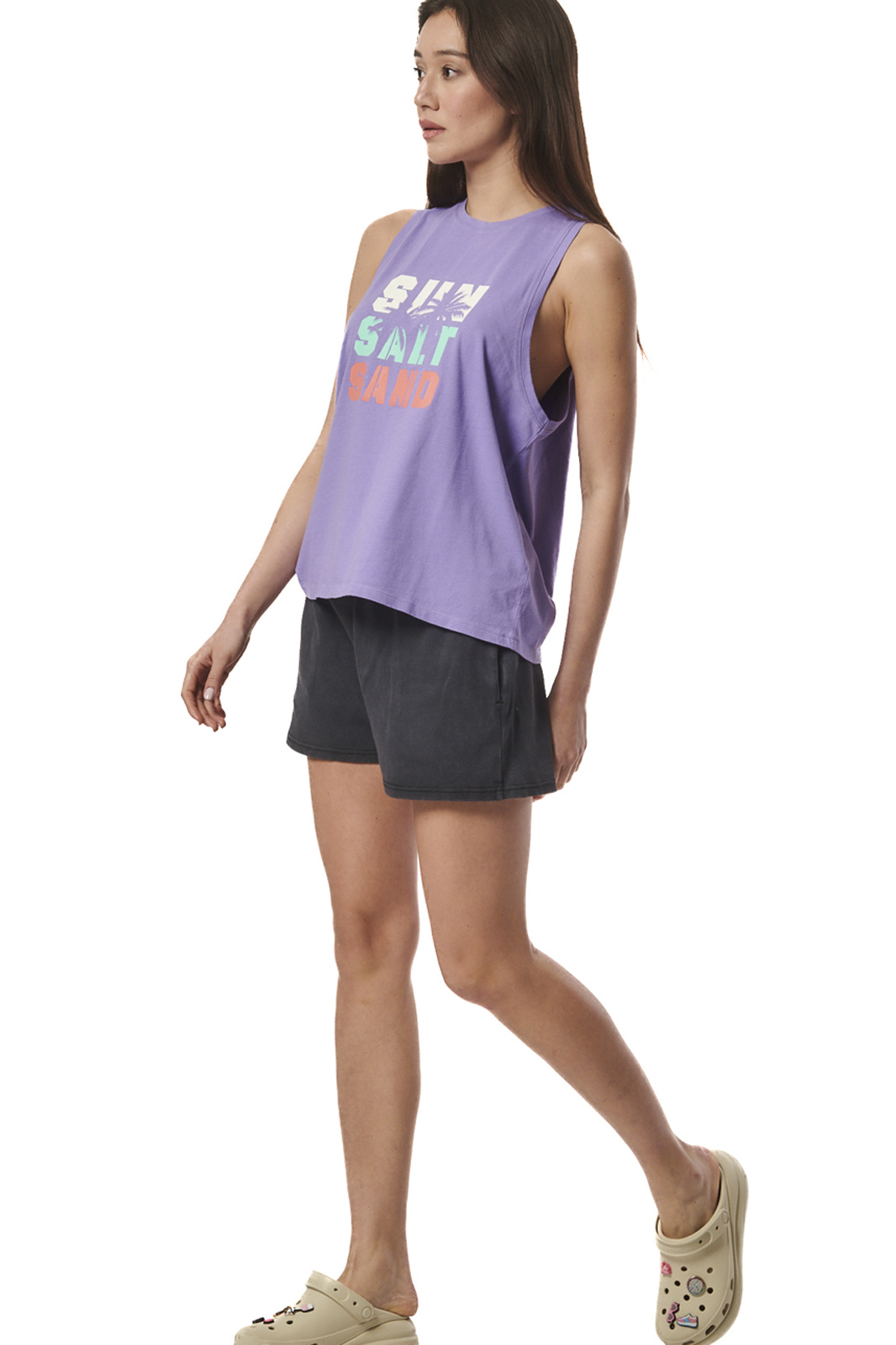 Body Action - WOMEN'S NATURAL DYE WAFFLE SHORTS - PEARL GREY φωτογραφία