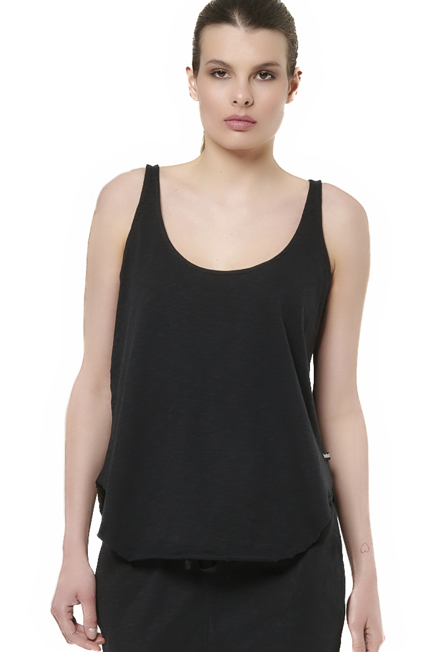Body Action Body Action - WOMEN'S NATURAL DYE SLUB TANK TOP - BLACK