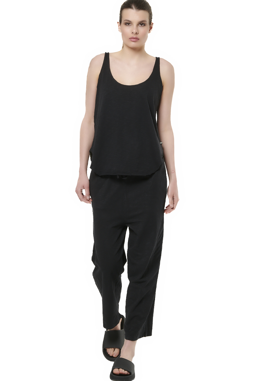 Body Action - WOMEN'S NATURAL DYE SLUB TANK TOP - BLACK φωτογραφία