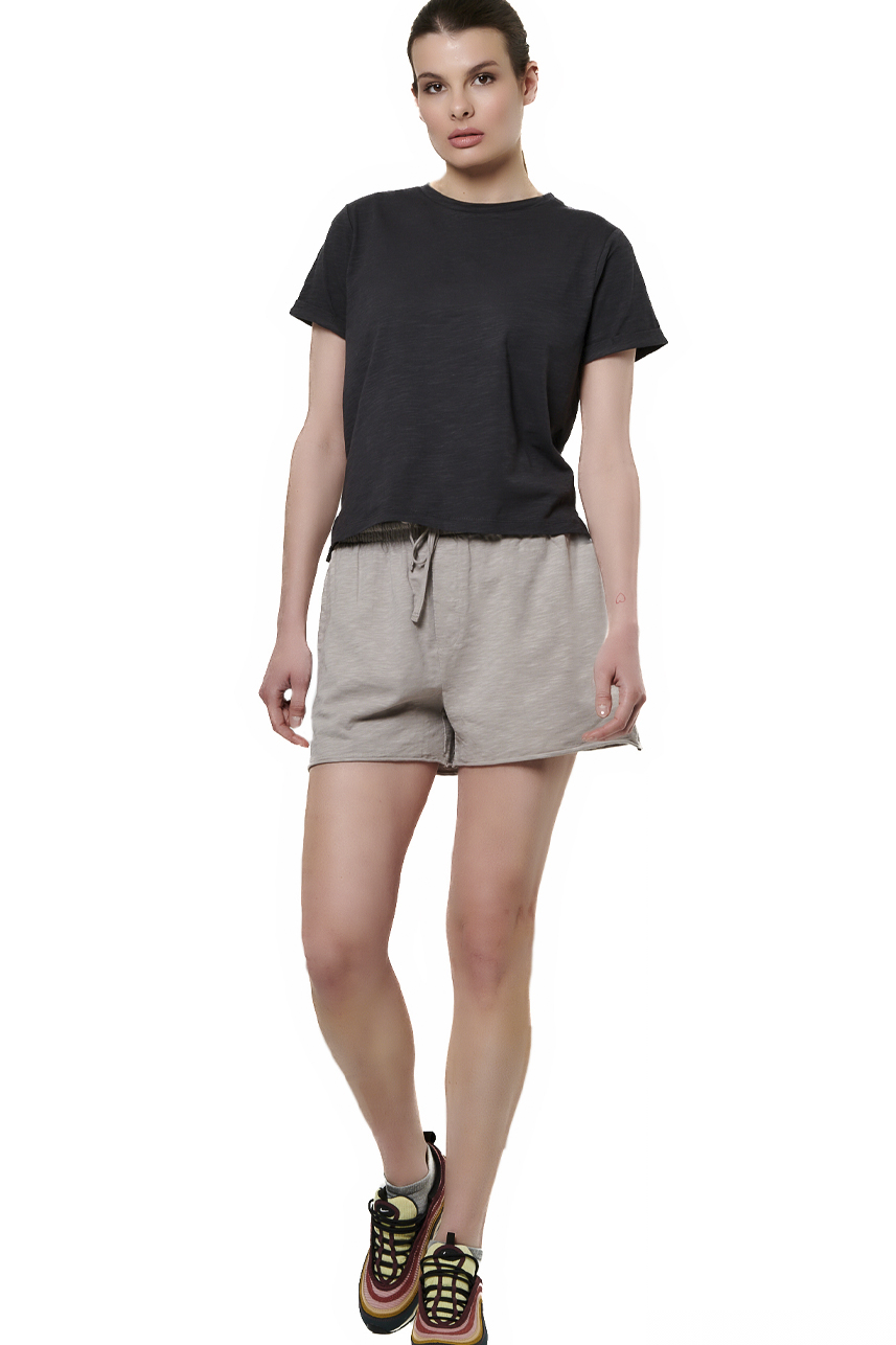 Body Action - WOMEN'S SLUB TEXTURED T-SHIRT - BLACK φωτογραφία