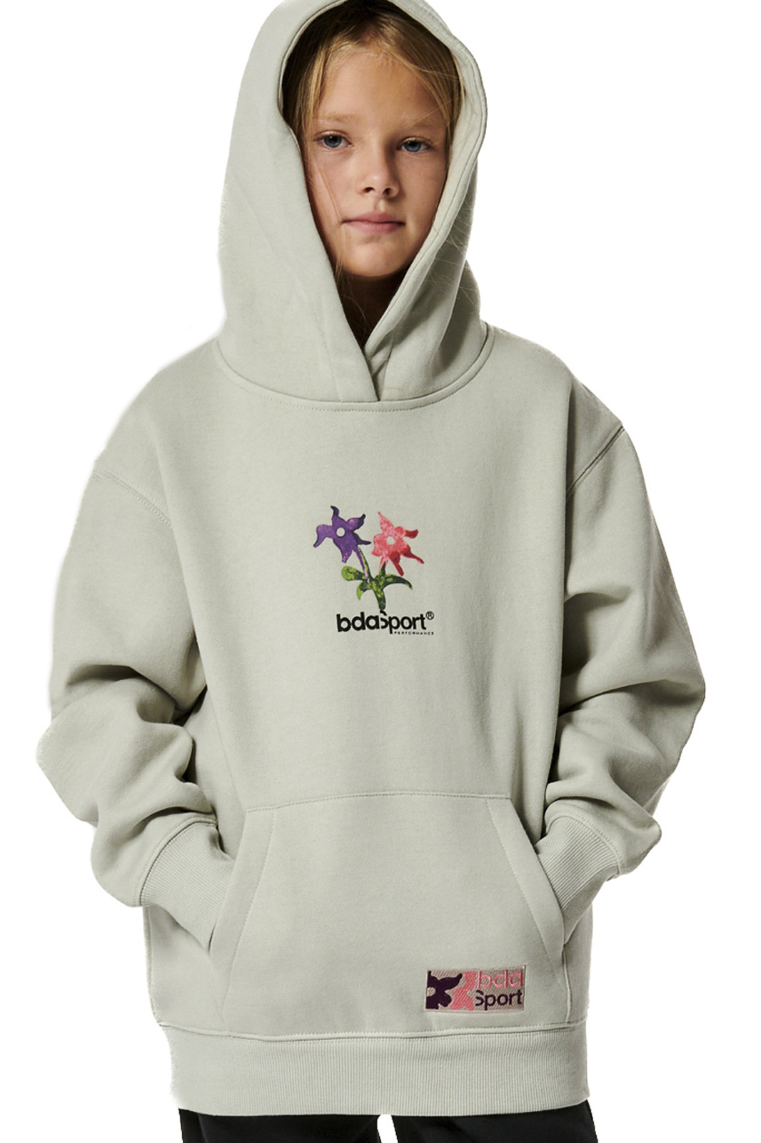 Body Action Body Action - GIRL'S LONG SLEEVE HOODED SWEATSHIRT - MIRAGE GREY