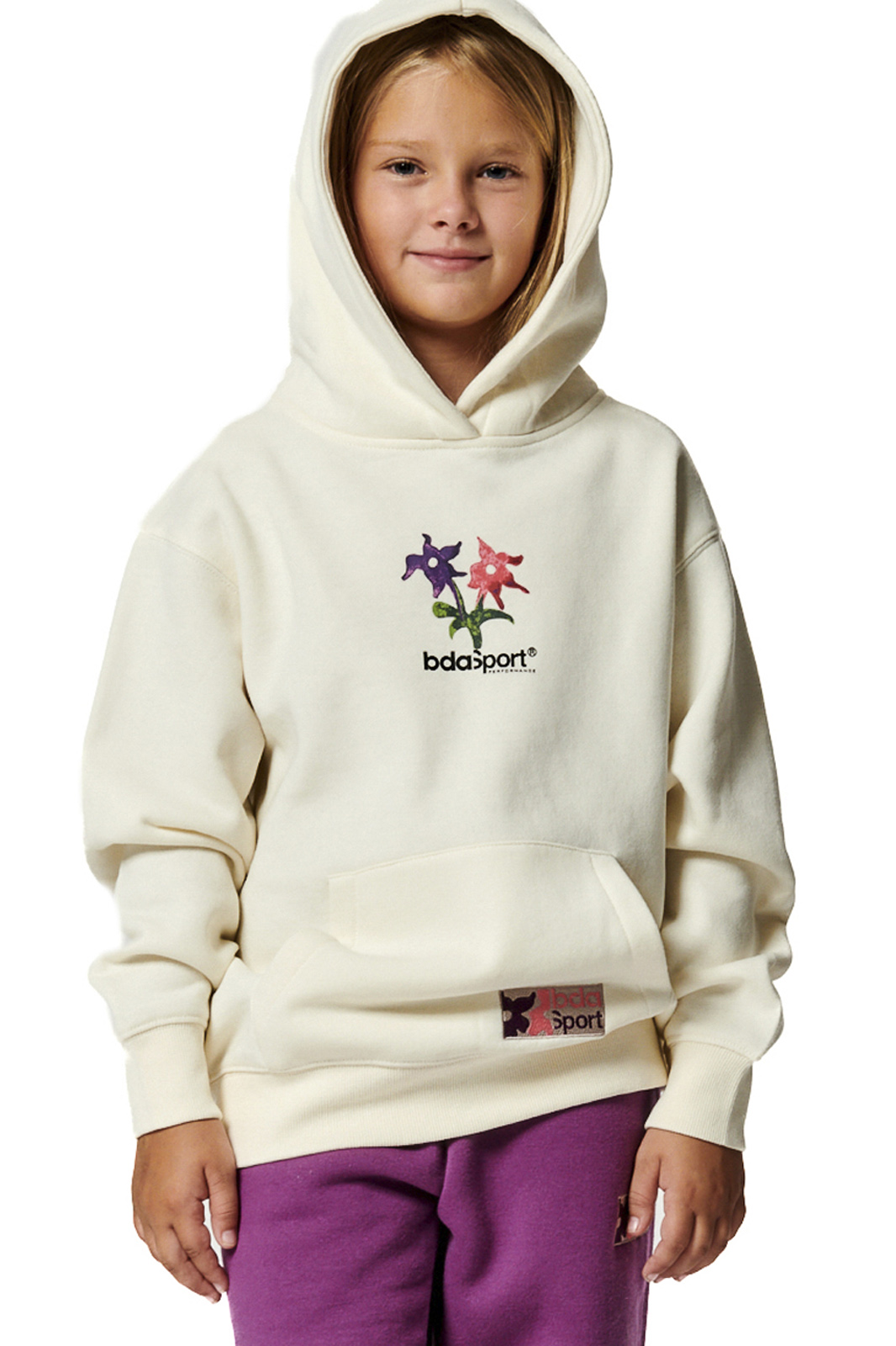Body Action Body Action - GIRL'S LONG SLEEVE HOODED SWEATSHIRT - SUGAR ECRU