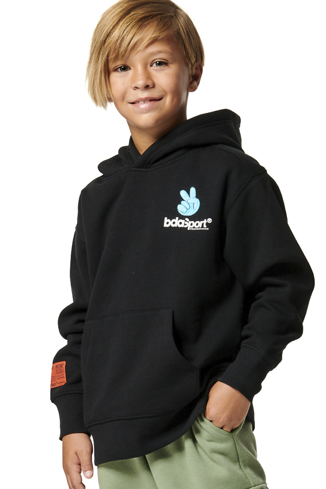 Body Action Body Action - BOY'S LONG SLEEVE HOODED SWEATSHIRT - BLACK