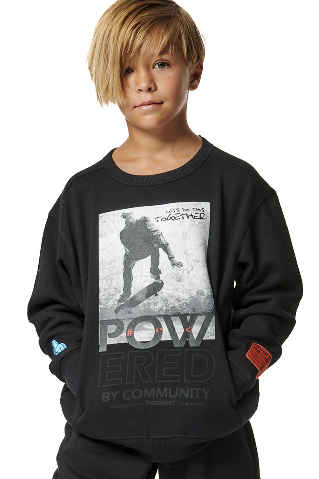 Body Action Body Action - BOY'S ROUND NECK SWEATSHIRT - BLACK