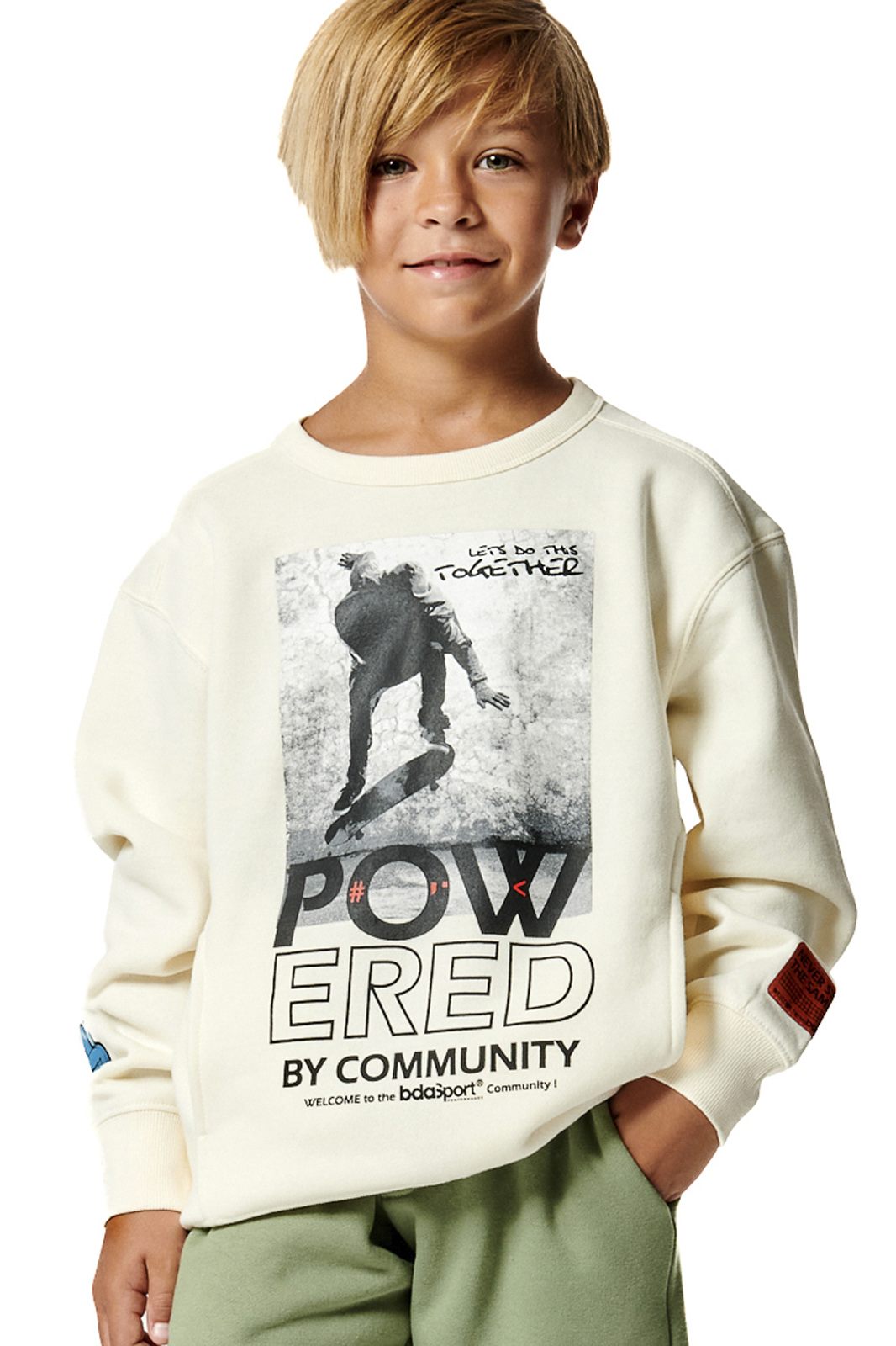 Body Action Body Action - BOY'S ROUND NECK SWEATSHIRT - SUGAR ECRU