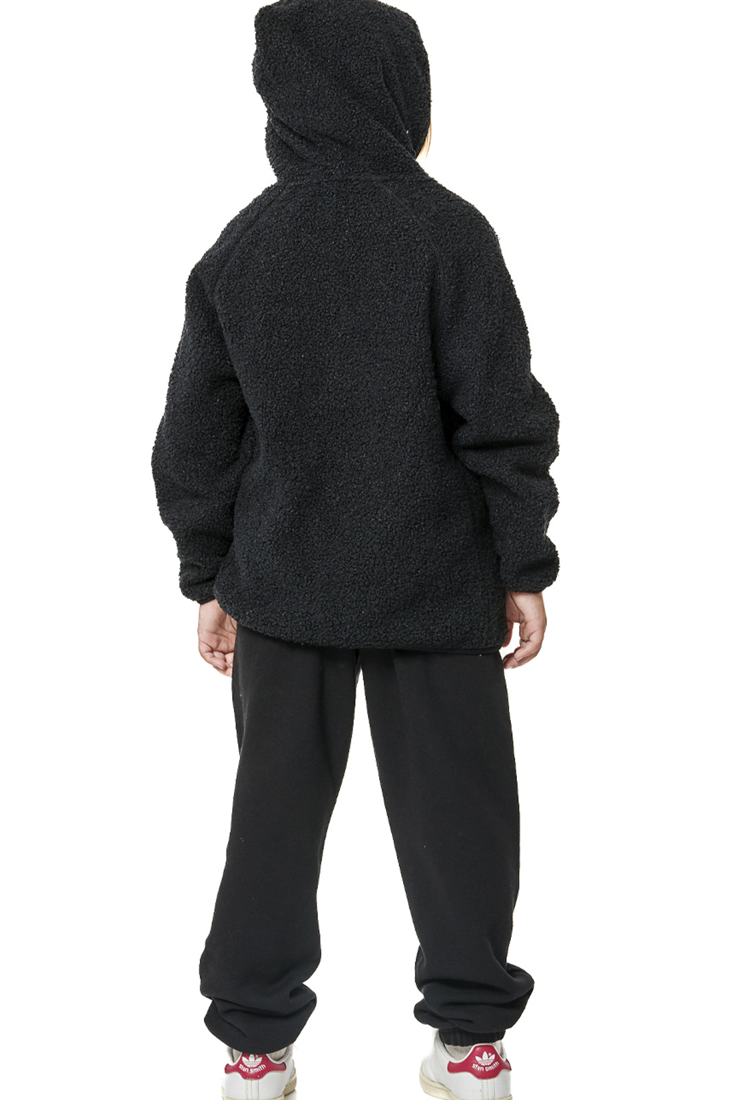 Body Action - GIRL'S BOUCLE FAUX SHEEPSKIN JACKET - BLACK φωτογραφία