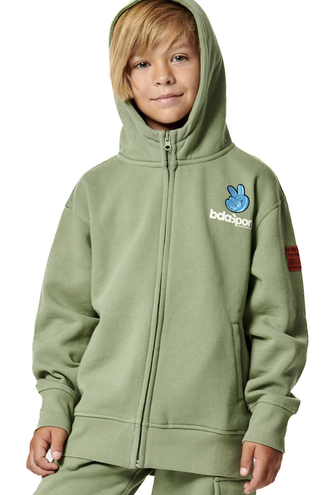 Body Action Body Action - BOY'S LONG SLEEVE FULL ZIP JACKET - SPRAY GREEN