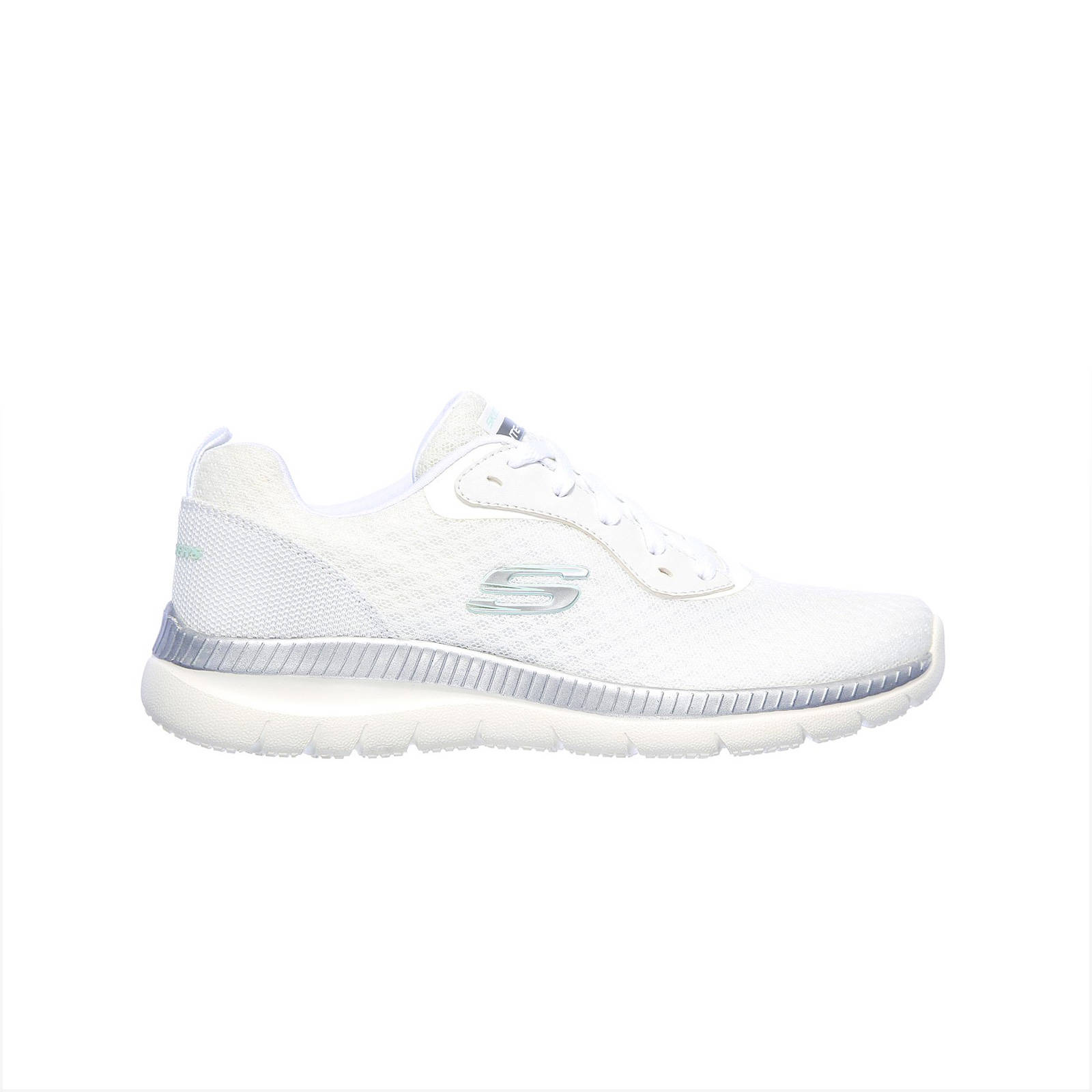 Skechers - MESH LACE UP W/ MEMORY FOAM - ΛΕΥΚΟ-ΑΣΗΜΙ Γυναικεία > Παπούτσια > Αθλητικά > Παπούτσι Low Cut