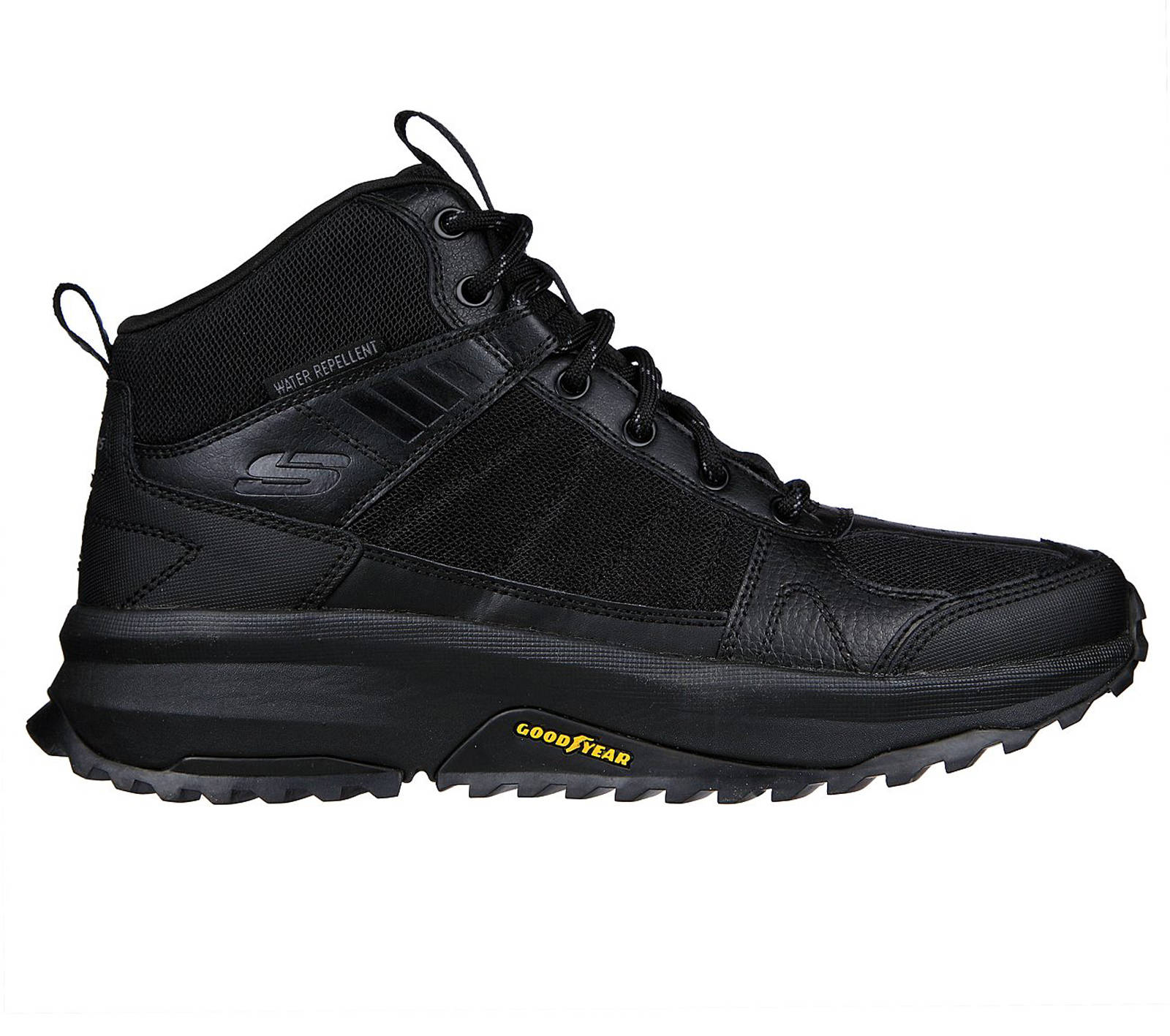 Skechers – GOODYEAR MESH LACE-UP OUTDOOR SHOE W/ AIR-COOLED MEMORY FOAM – ΜΑΥΡΟ