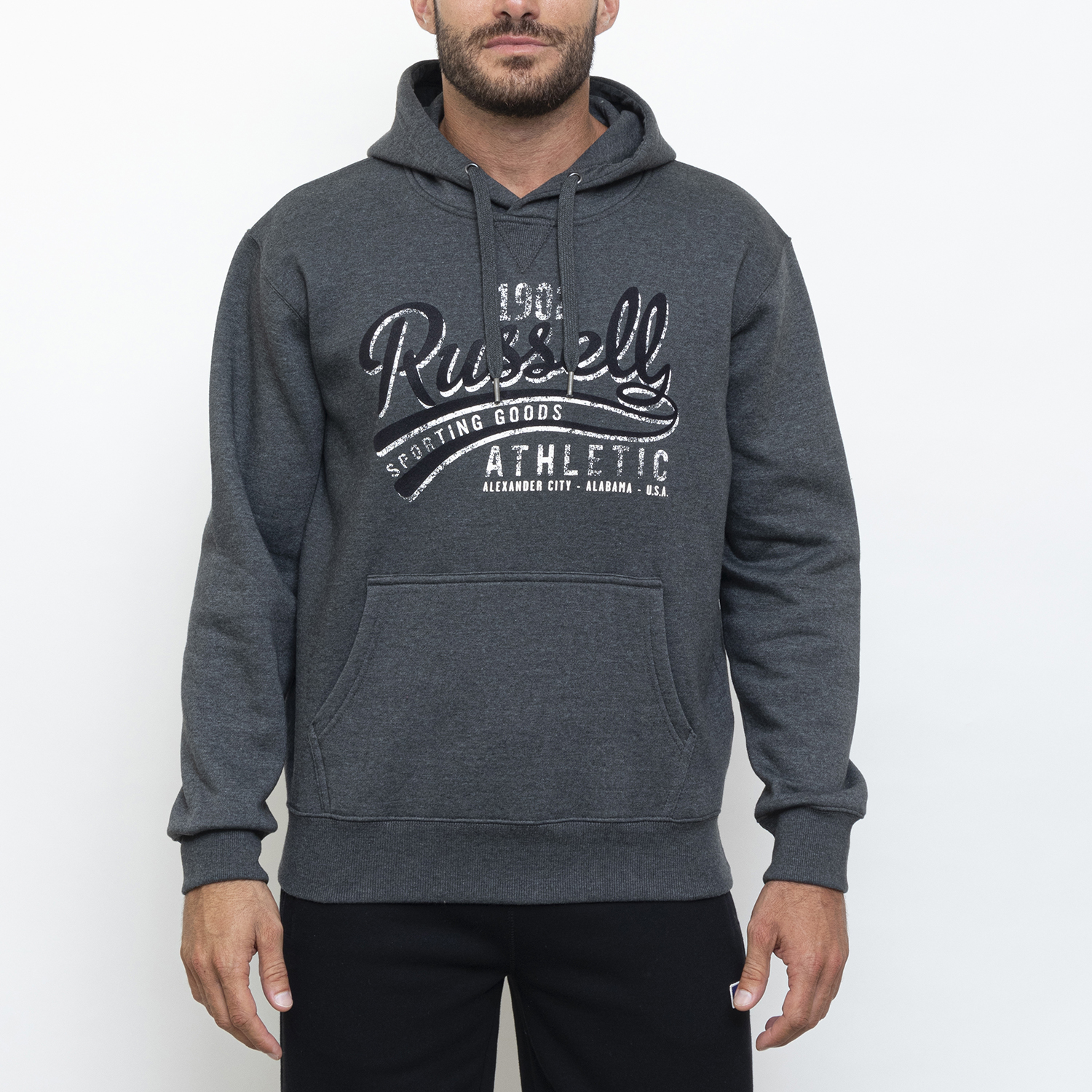 Russell Athletic - PARK-PULL OVER HOODY - WINTER CHARCOAL MARL