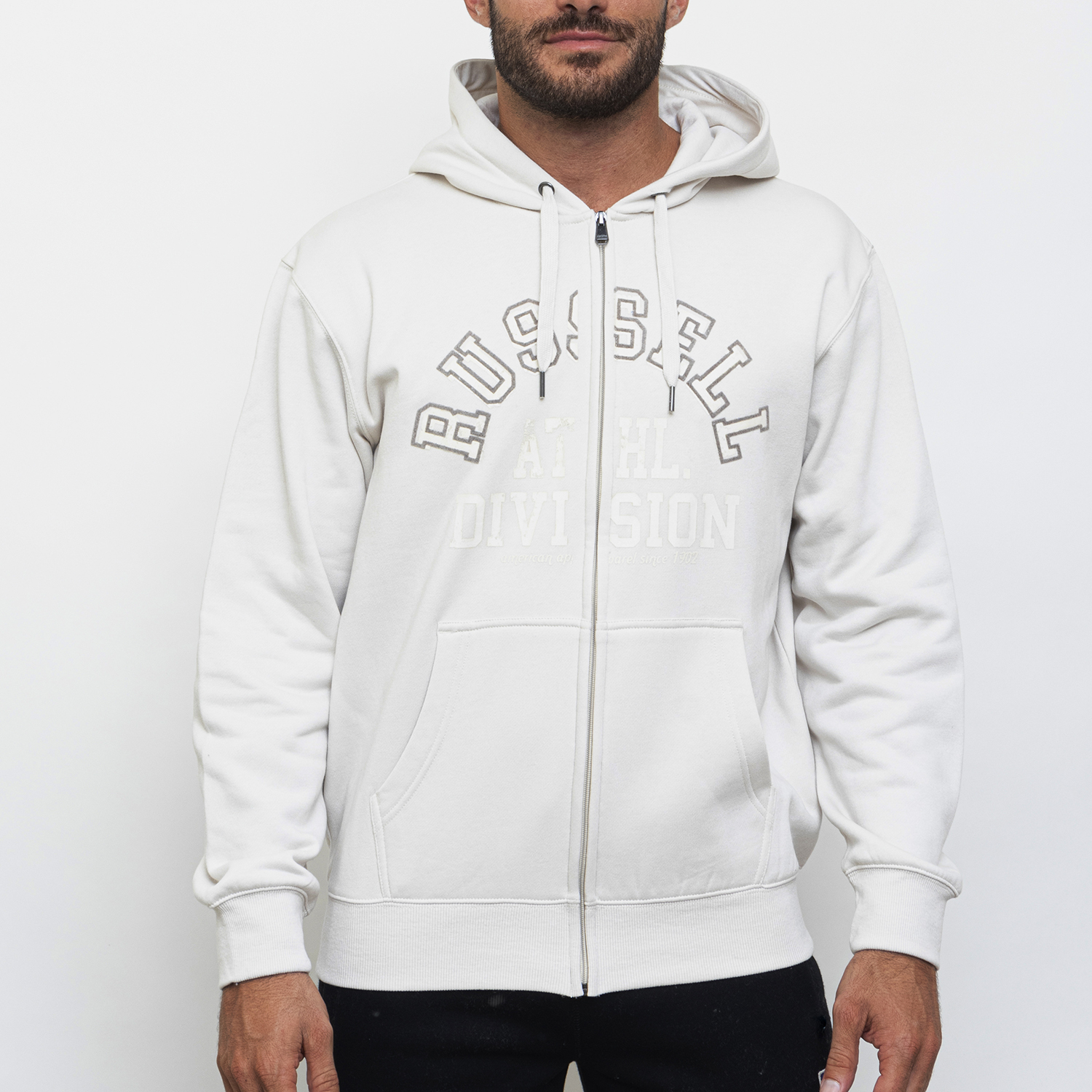 Russell Athletic - CASE-ZIP THROUGH HOODY - WHITE SAND