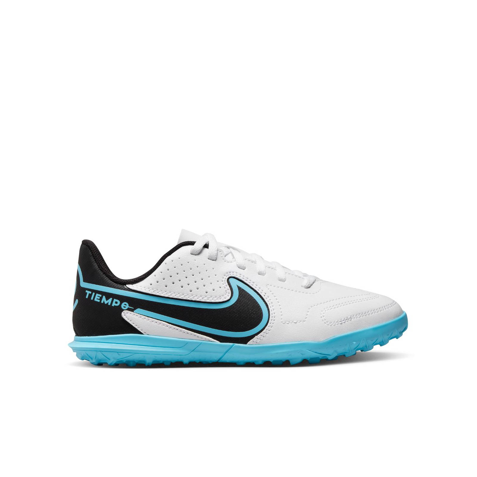 Nike – NIKE JR. TIEMPO LEGEND 9 CLUB TF – WHITE/BLACK-BALTIC BLUE-PINK BLAST
