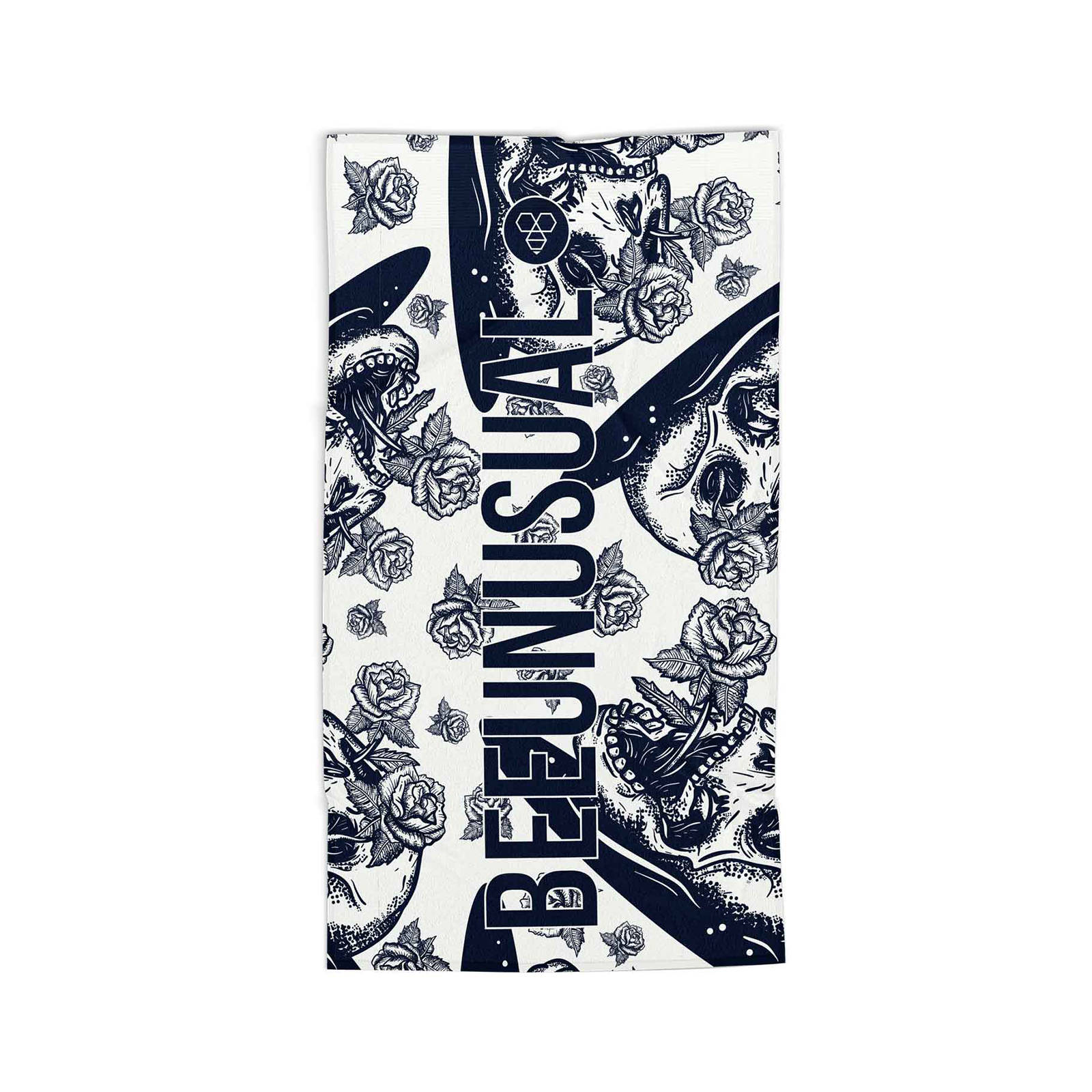 Bee Unusual Bee Unusual - SKULL N ROSES BEACH TOWEL 100 X150CM - OFF WHITE / RED