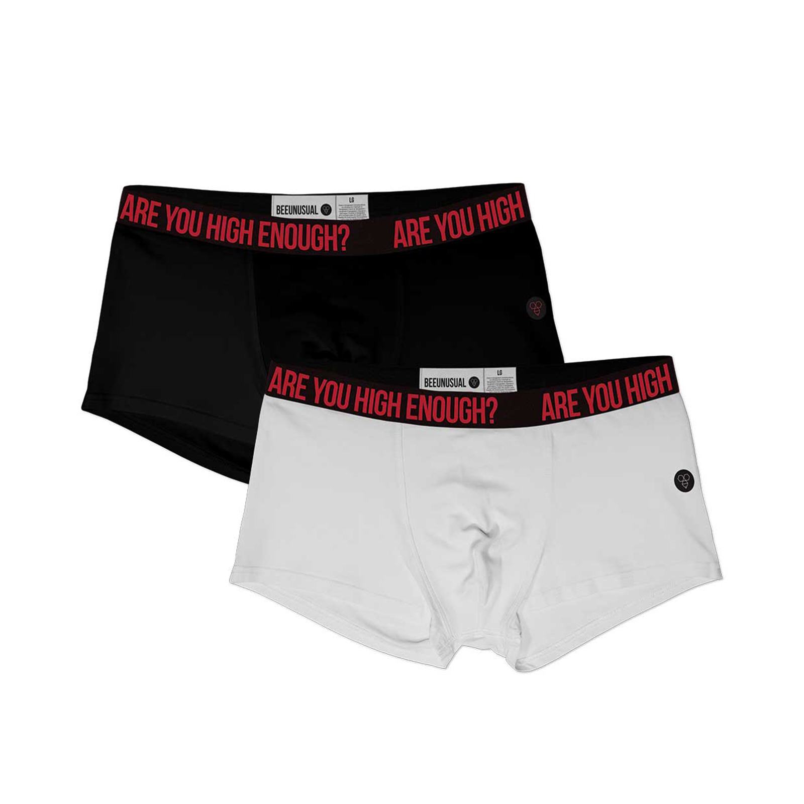 Bee Unusual - “ARE U HIGH ENOUGH?” BOXER TRUNK 2PK BLK&WHT - ASSORTED