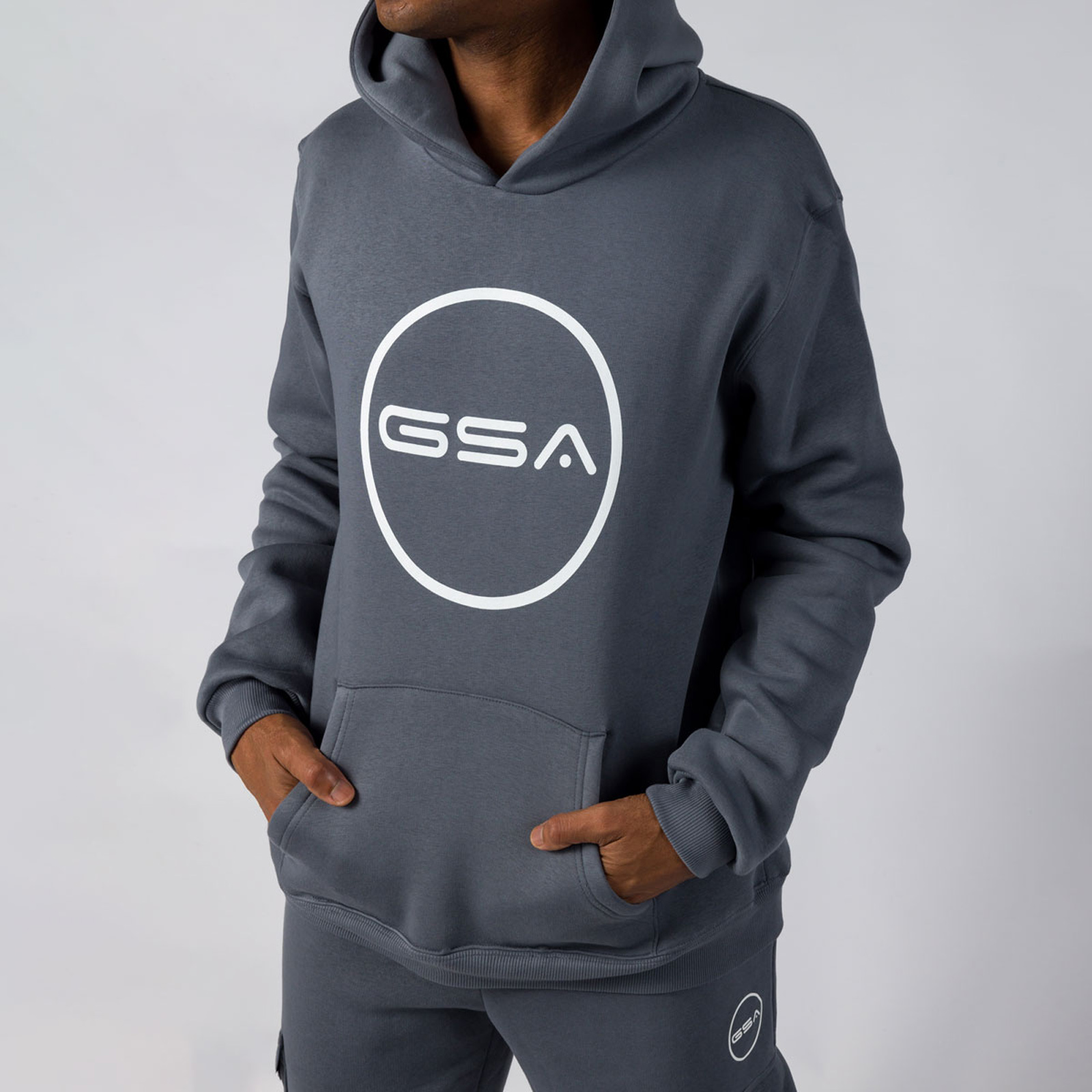 Gsa Gsa - SUPER COTTON GSA MEN HOODIE WITH BIG LOGO GSA FL. - CHARCOAL