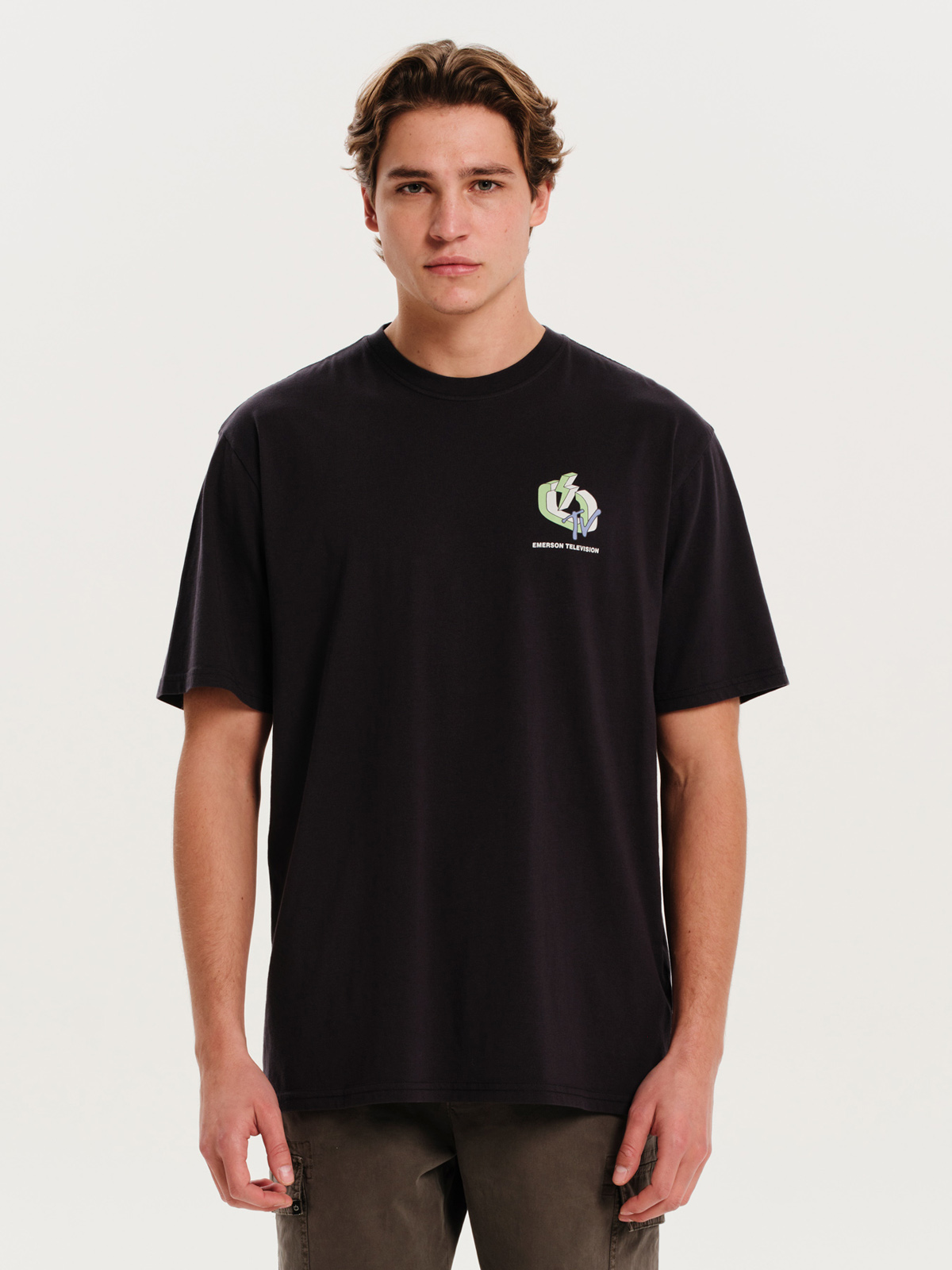 Emerson Emerson - "EMERSON TELEVISION" ΑΝΔΡΙΚΟ ΚΟΝΤΟΜΑΝΙΚΟ T-SHIRT - MIDNIGHT