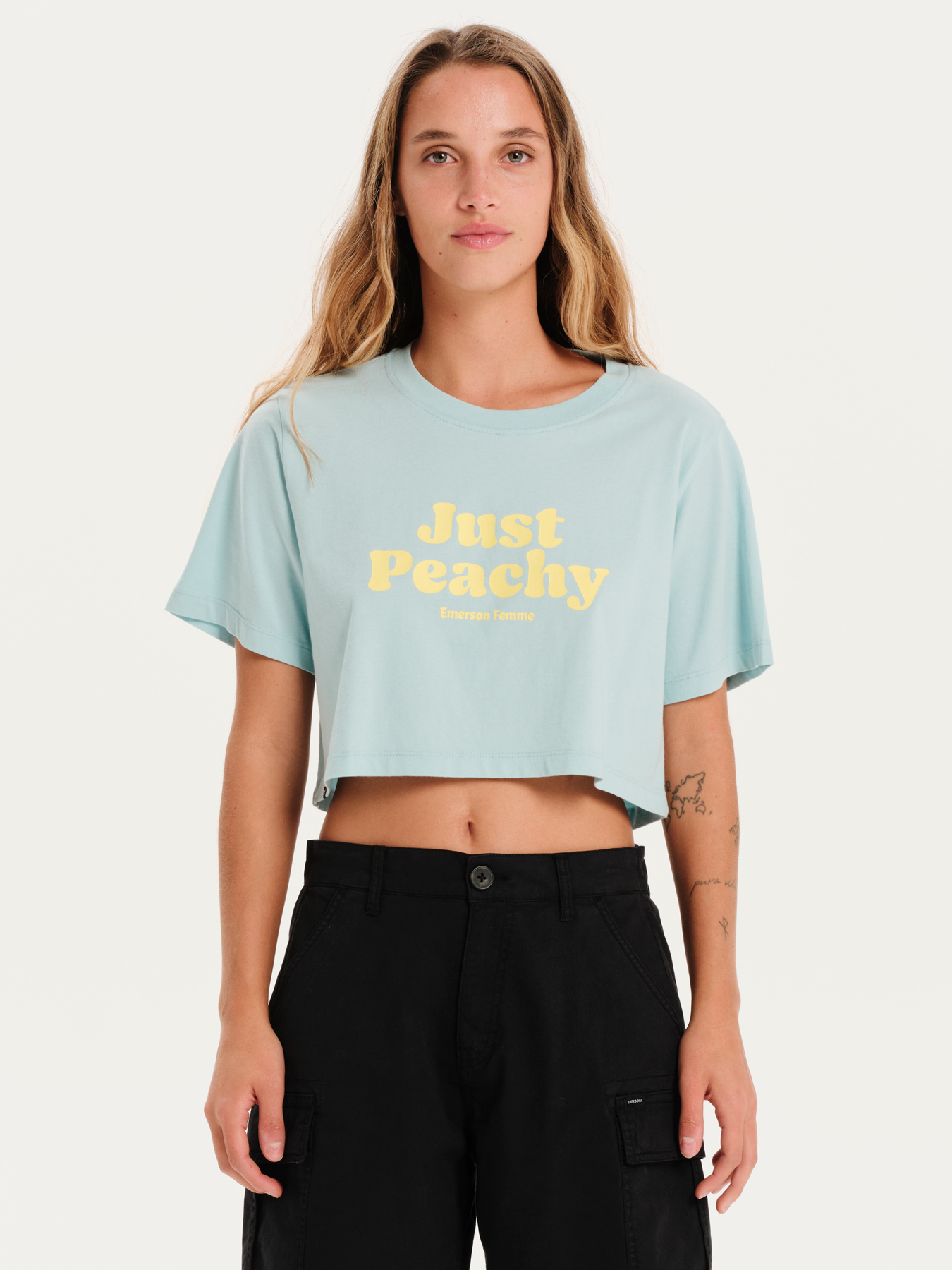 Emerson Emerson - EMERSON "JUST PEACHY" ΓΥΝΑΙΚΕΙΟ ΚΟΝΤΟΜΑΝΙΚΟ CROP TOP - REEF BLUE