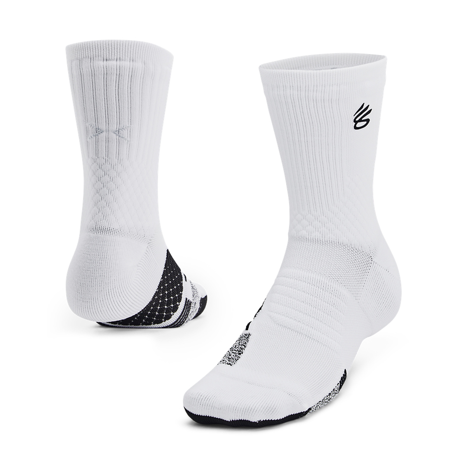 Under Armour - Unisex Mid-Crew Κάλτσες Curry ArmourDry™ Playmaker - White/Black/Black φωτογραφία