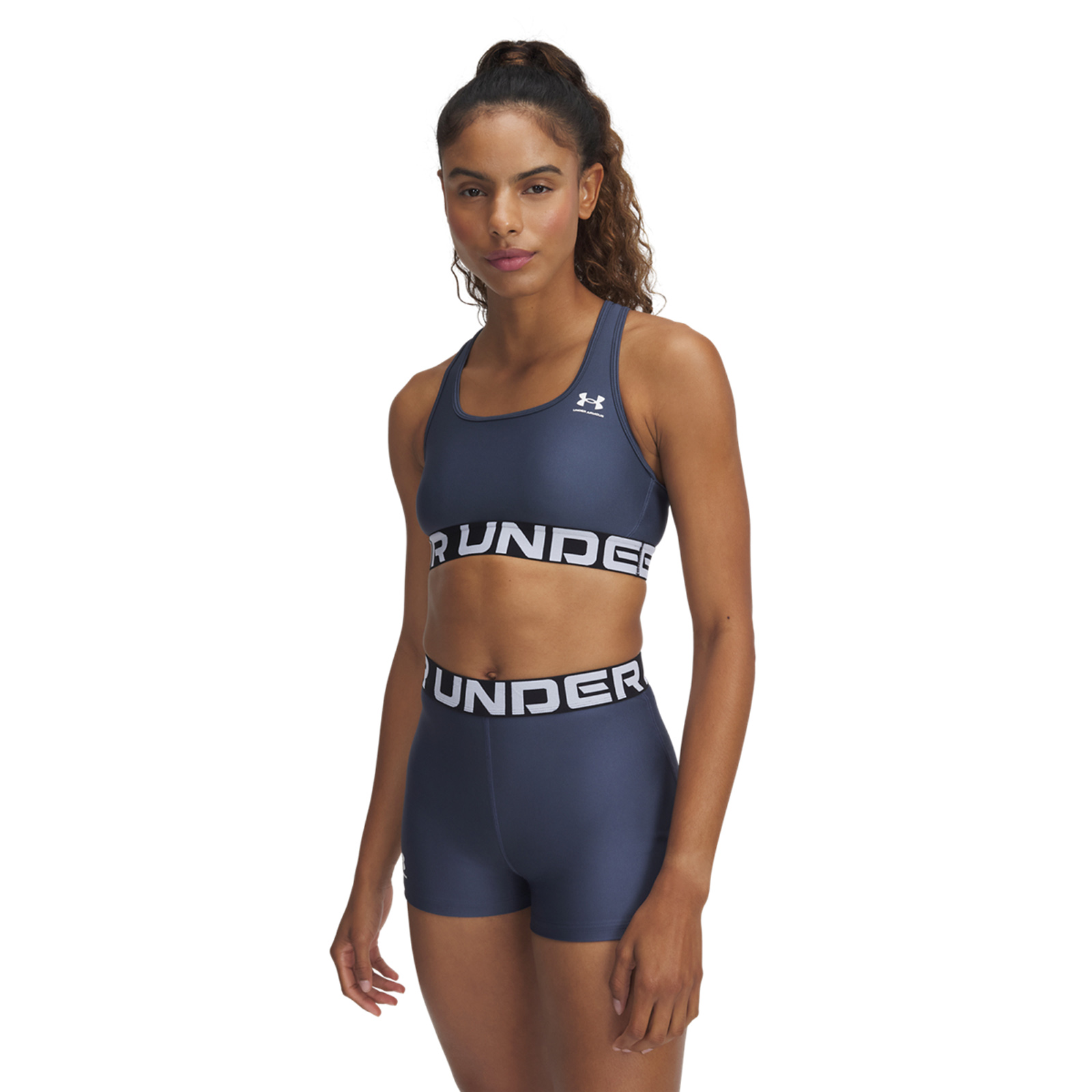 Under Armour Under Armour - Γυναικείο Αθλητικό Μπουστάκι HeatGear® Armour Mid Branded - Downpour Gray//White