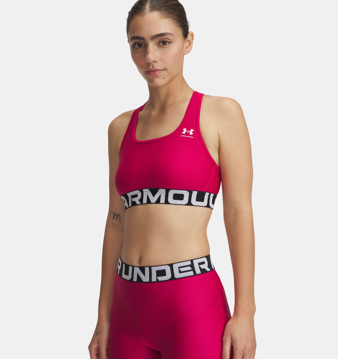 Under Armour Under Armour - Γυναικείο Αθλητικό Μπουστάκι HeatGear® Armour Mid Branded - Shaded Fuchsia//White