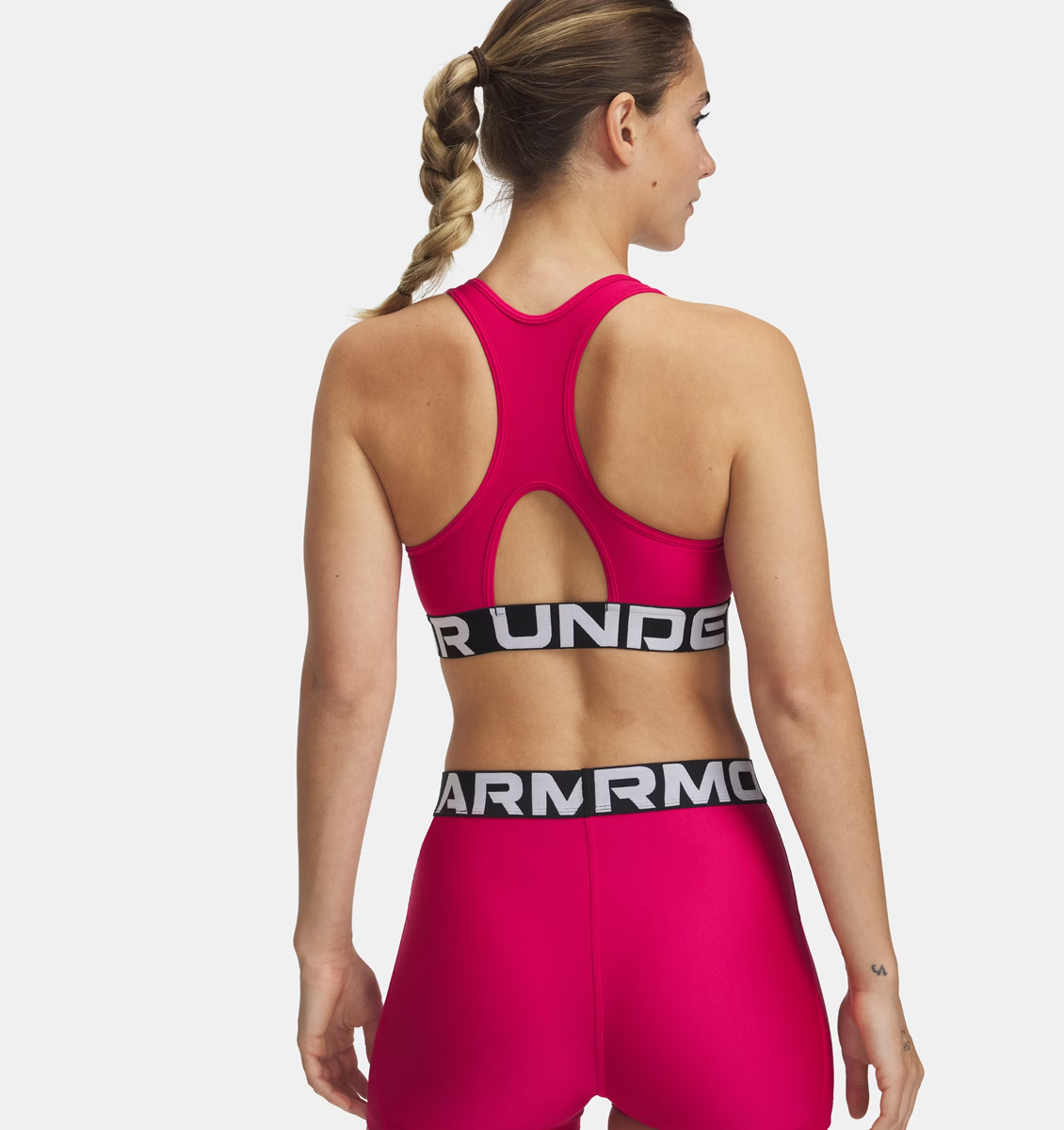 Under Armour - Γυναικείο Αθλητικό Μπουστάκι HeatGear® Armour Mid Branded - Shaded Fuchsia//White φωτογραφία