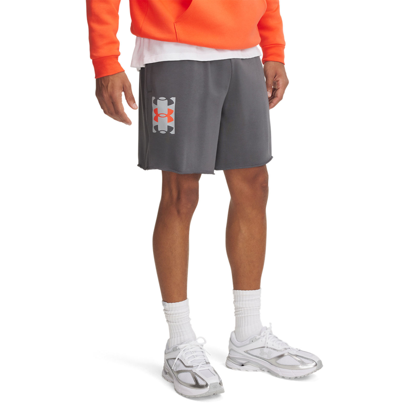 Under Armour Under Armour - 1390147 UA RIVAL TERRYLOGO8INSHORT - Castlerock/Mod Gray/Fire
