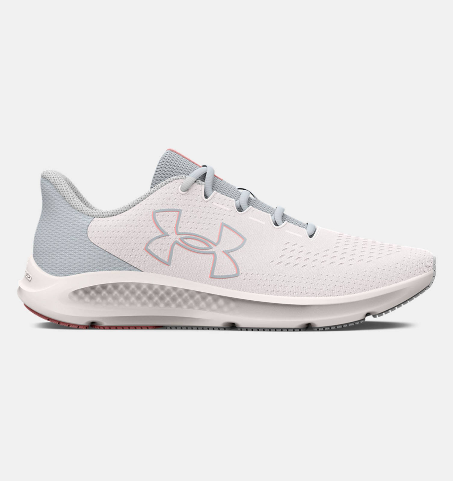 Under Armour – Women’s UA Charged Pursuit 3 Big Logo Running Shoes – White/Halo Gray/Pink Fizz
