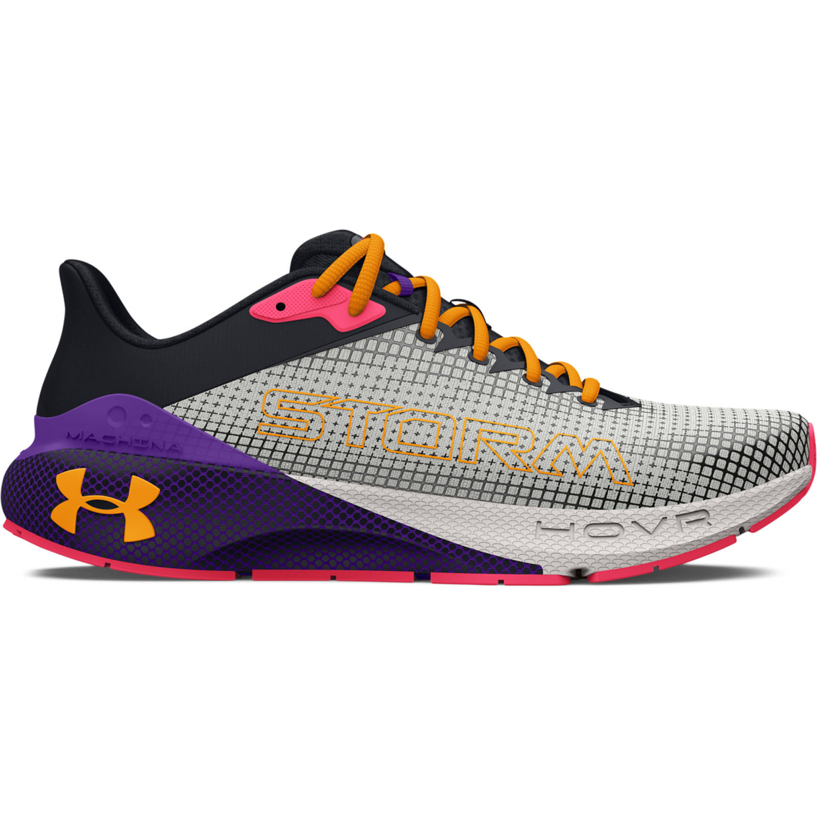 Under Armour – Men’s UA Machina Storm Running Shoes – White Clay/White Clay/Formula Orange