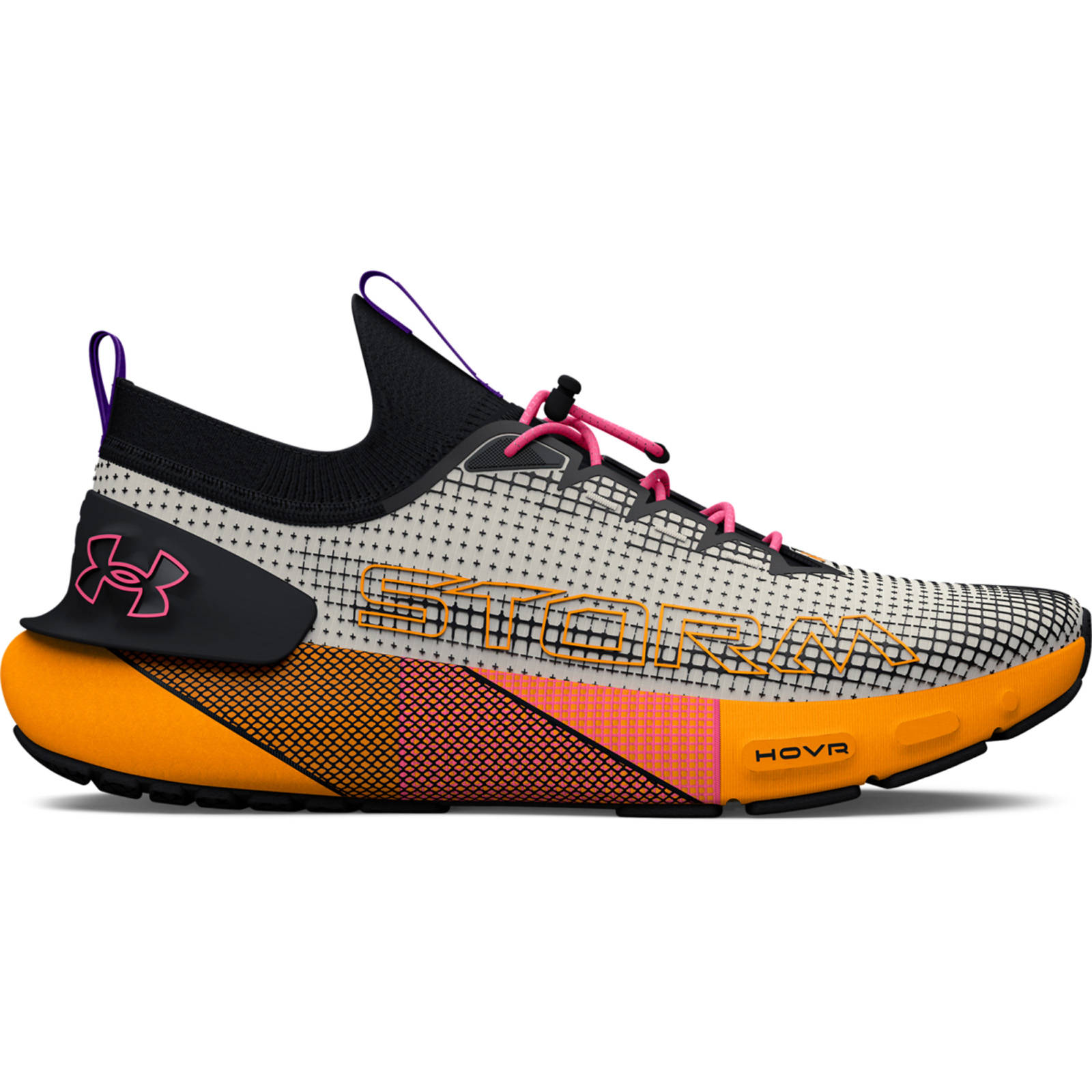 Under Armour – Unisex UA HOVR™ Phantom 3 SE Storm Running Shoes – White Clay/Formula Orange/Pink Punk