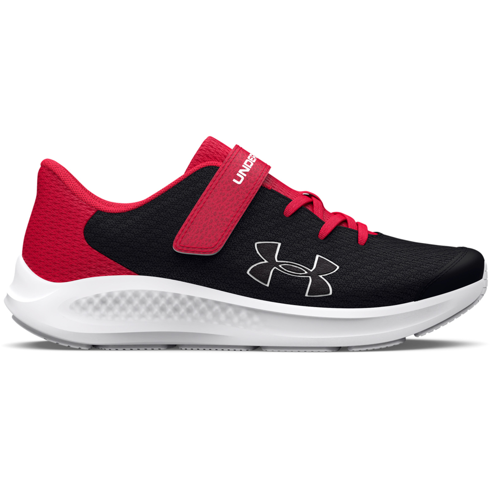 Under Armour - Boys' Pre-School UA Pursuit 3 AC Big Logo Running Shoes - Black/Red/White Παιδικά > Παπούτσια > Αθλητικά > Παπούτσι Low Cut