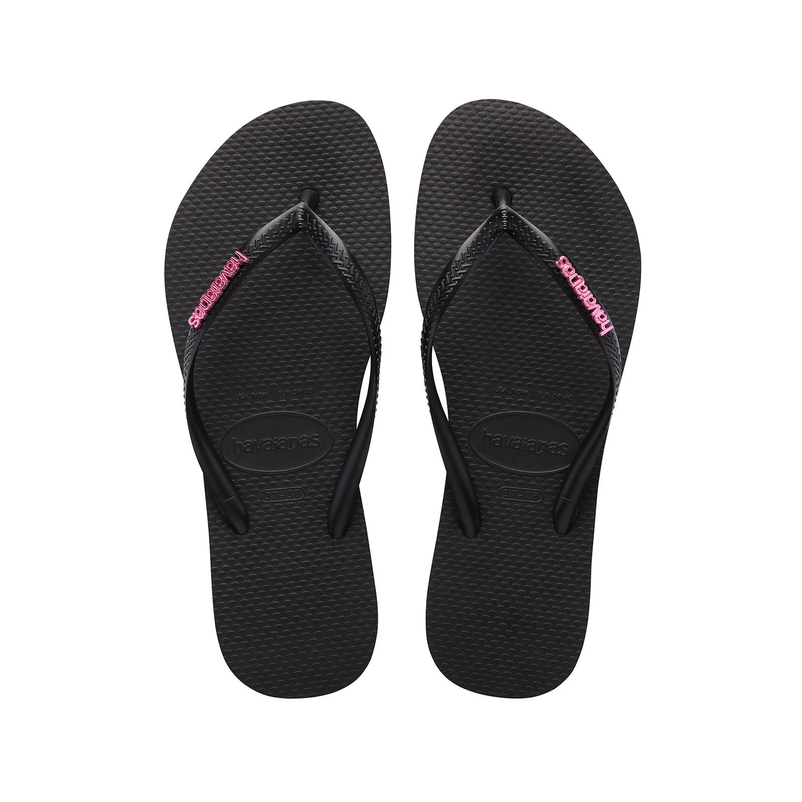 Havaianas - SLIM LOGO METALLIC - BLACK/PINK Γυναικεία > Παπούτσια > Σαγιονάρες > Σαγιονάρα