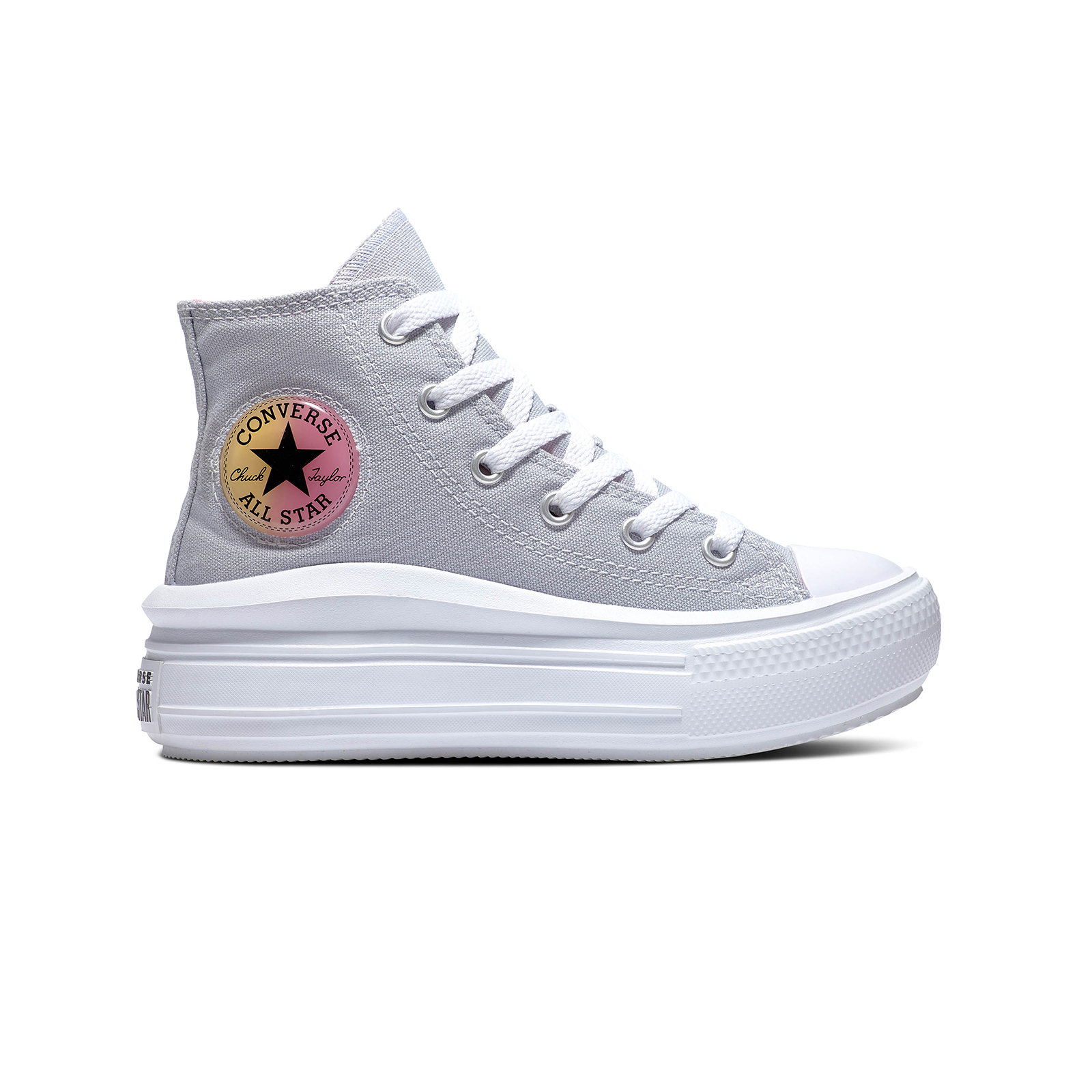 Converse - CHUCK TAYLOR ALL STAR MOVE GEL PATCH PLATFORM - 033-GRAVEL/PINK/WHITE Παιδικά > Παπούτσια > Sneaker > Μποτάκι High Cut