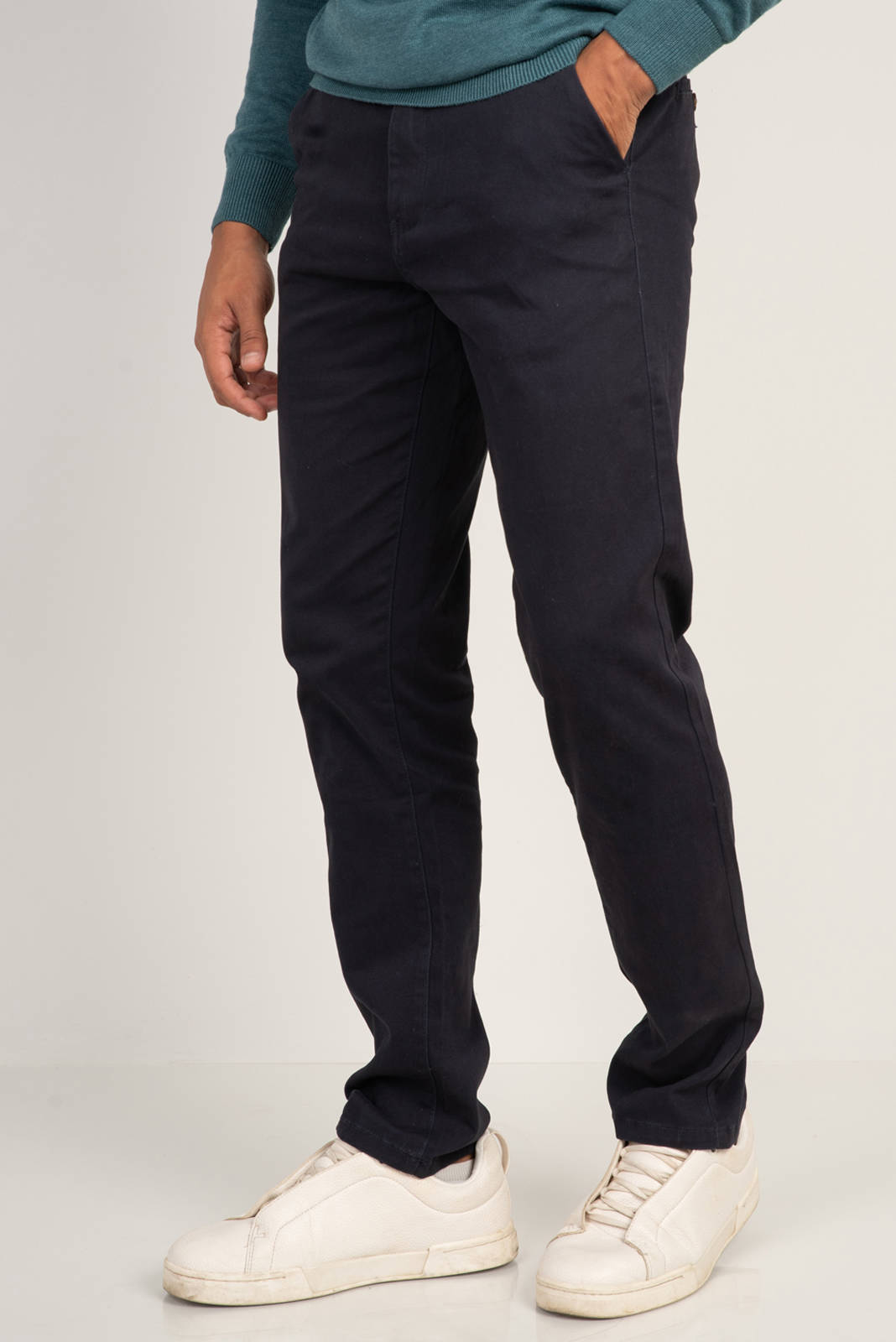 Rebase - CHINOS PANTS 98% COT. 2% EL. - NAVY