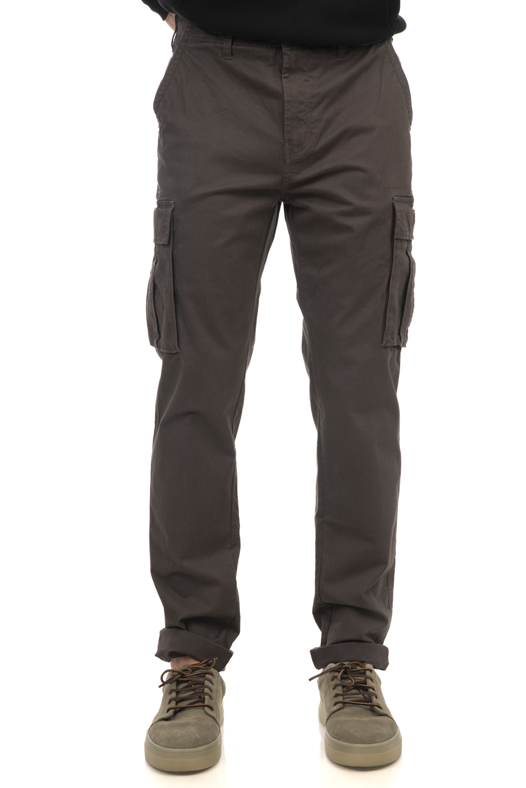 Rebase Rebase - CARGO PANTS 98% COTTON 2% ELASTANE - ANTHRACITE