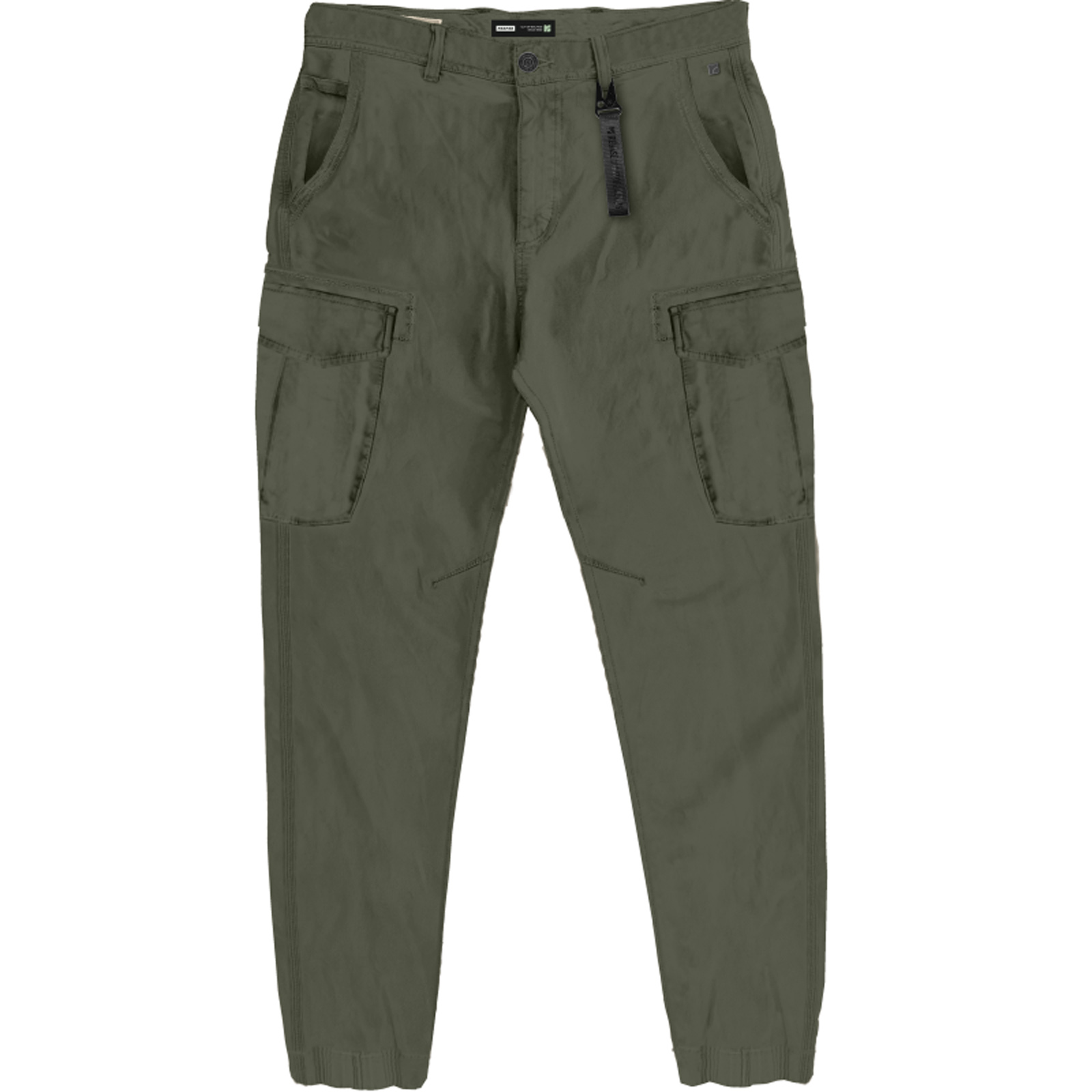 Rebase Rebase - CHINOS CARGO PANTS WITH ELASTIC ANKLE TAPE - LT OLIVE
