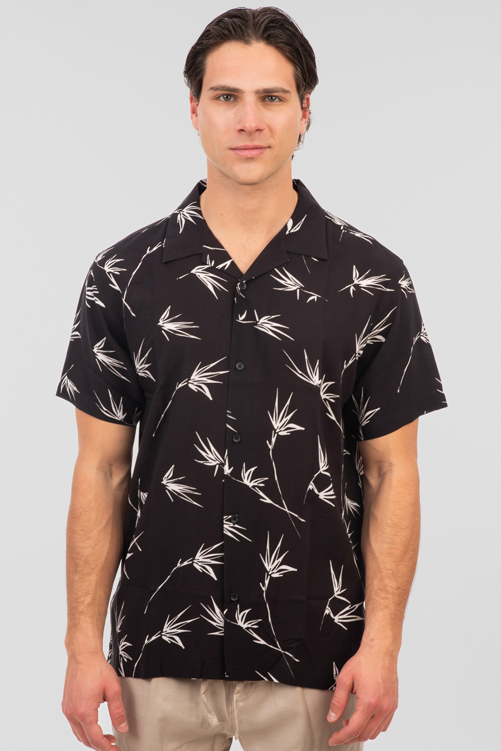 Rebase Rebase - SHIRTS BYRON SHORT SLEEVE WITH FLORAL PRINT - CC34 BLACK
